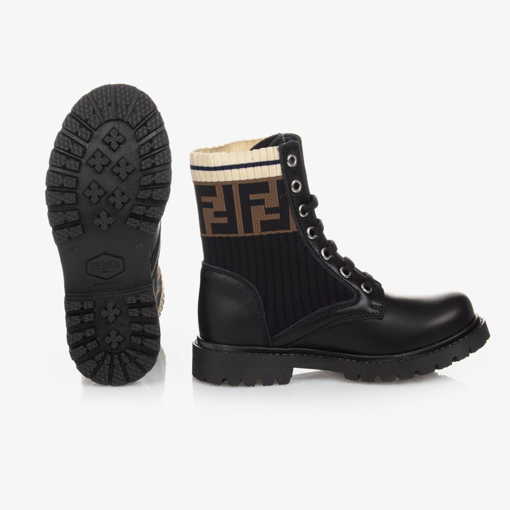 Boys & Girls Black Leather Shoes