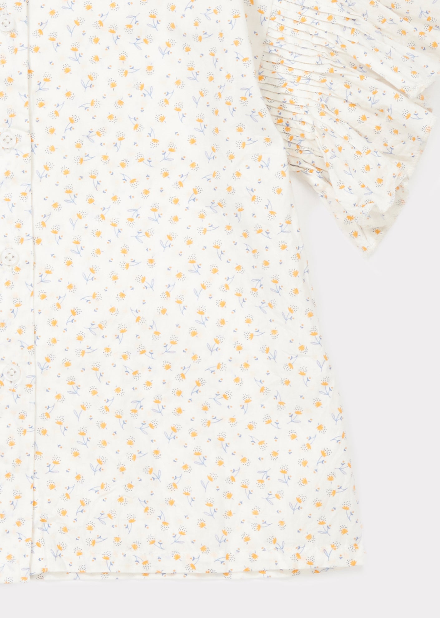 Girls Orange Floral Cotton Shirt