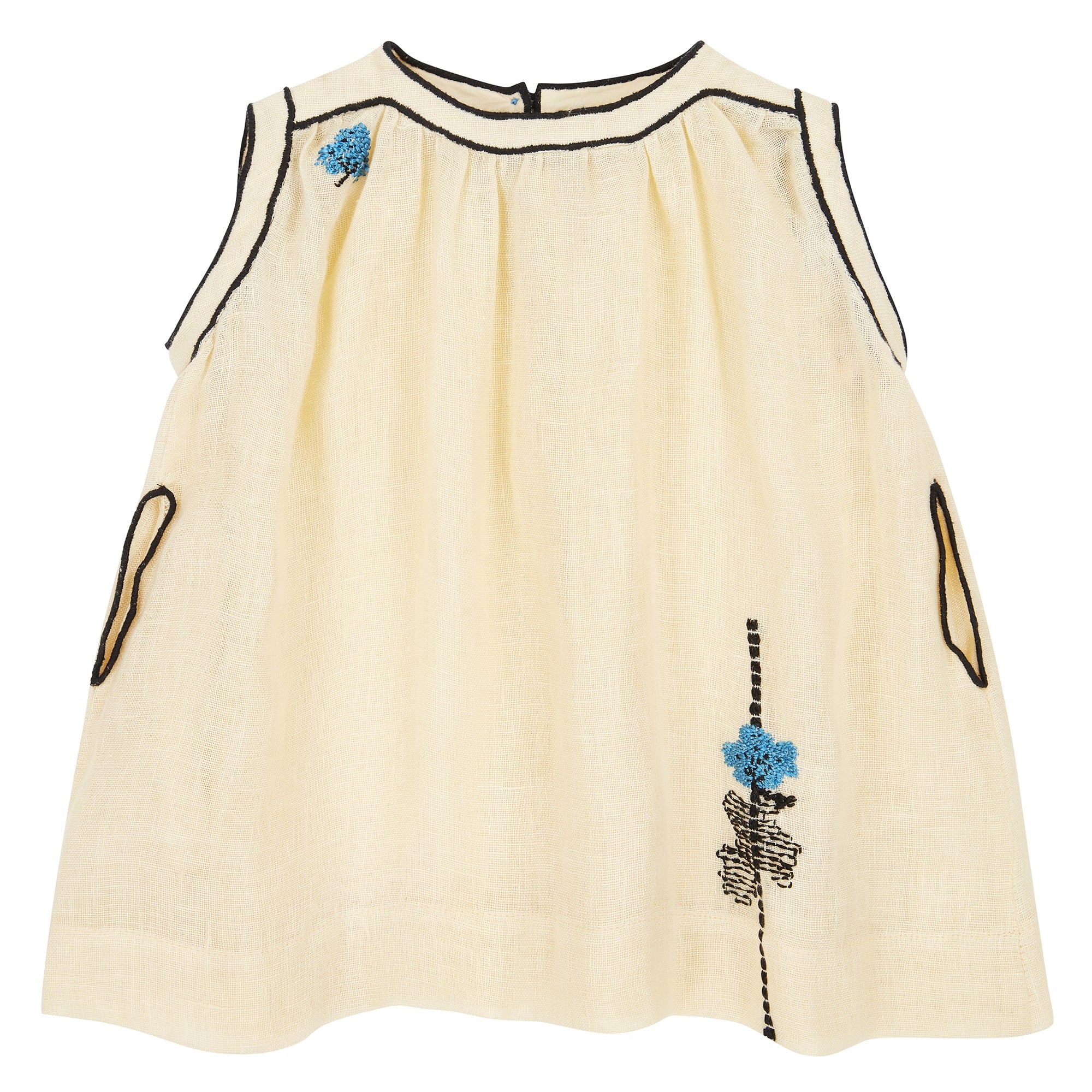 Baby Girls Beige Embroidered Dress Set