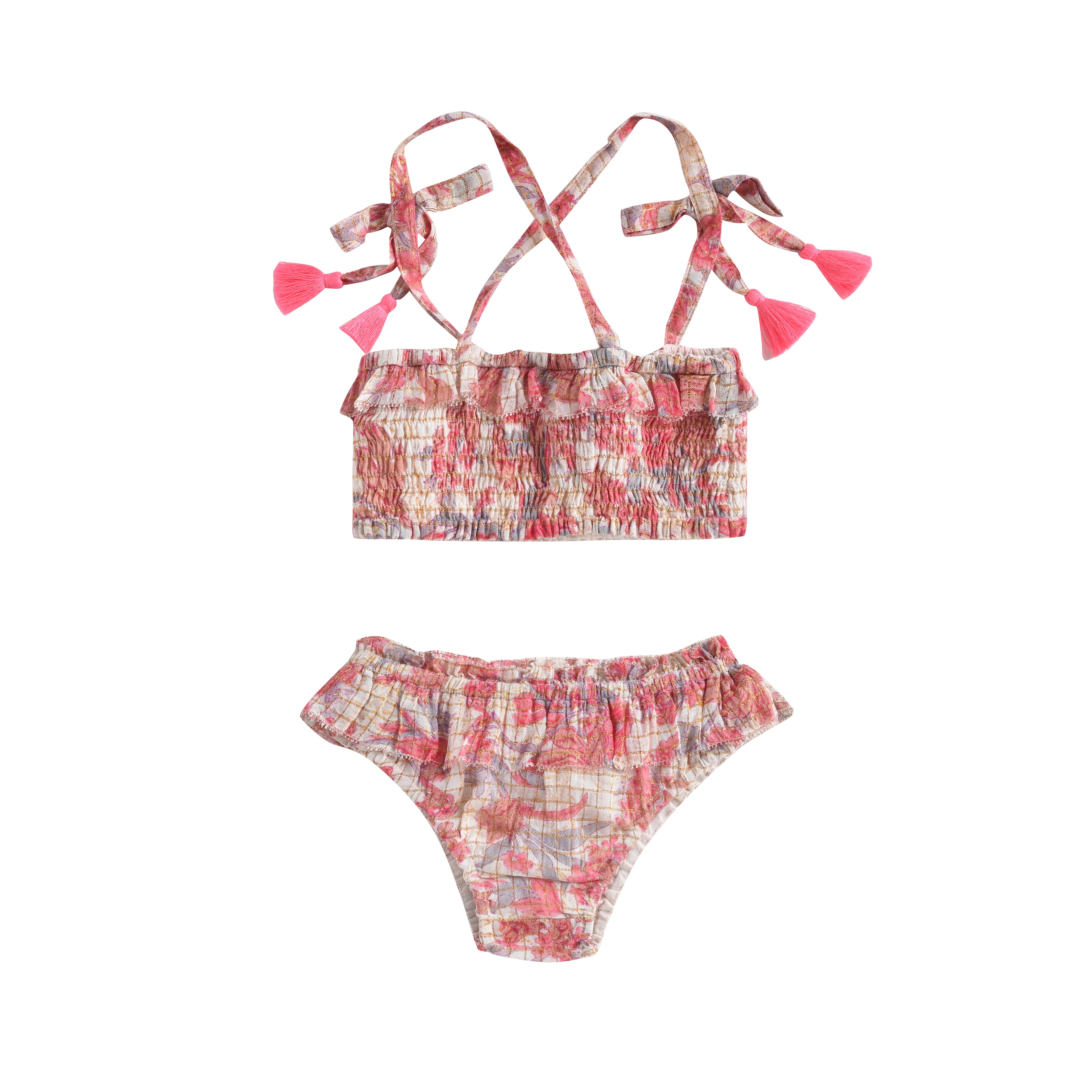 Girls Pink Flowers Swimsuit
