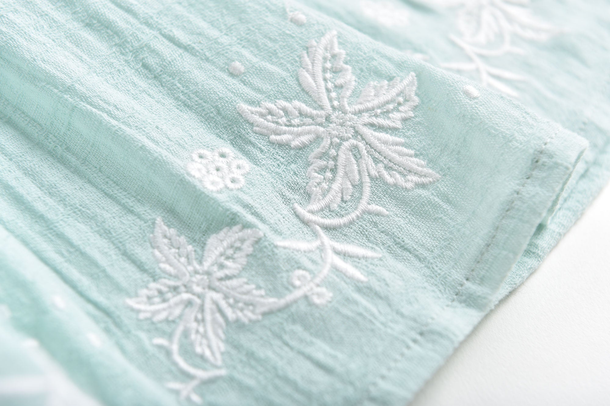 Girls Cyan Embroidered Cotton Dress