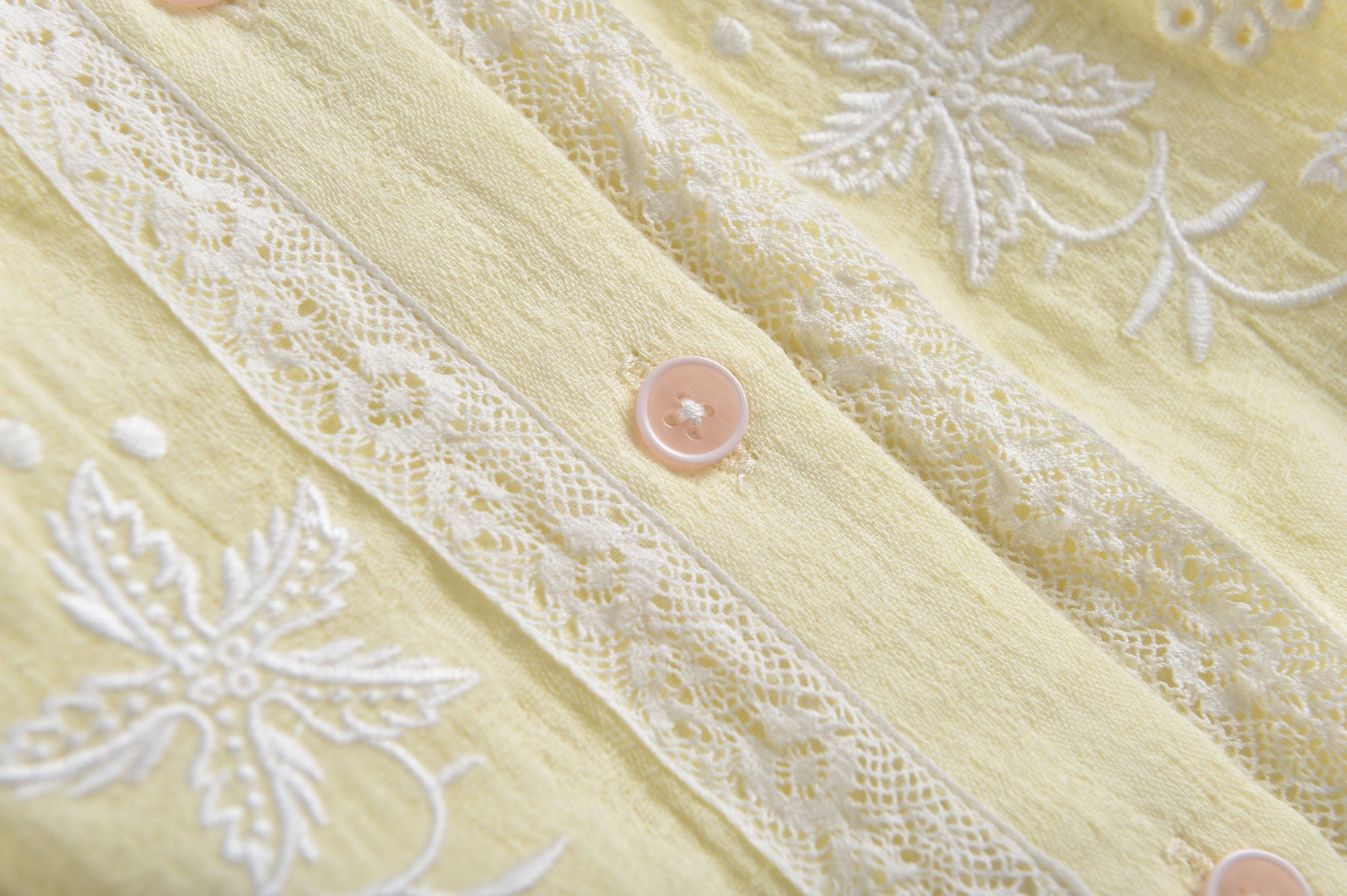 Girls Yellow Embroidered Cotton Dress