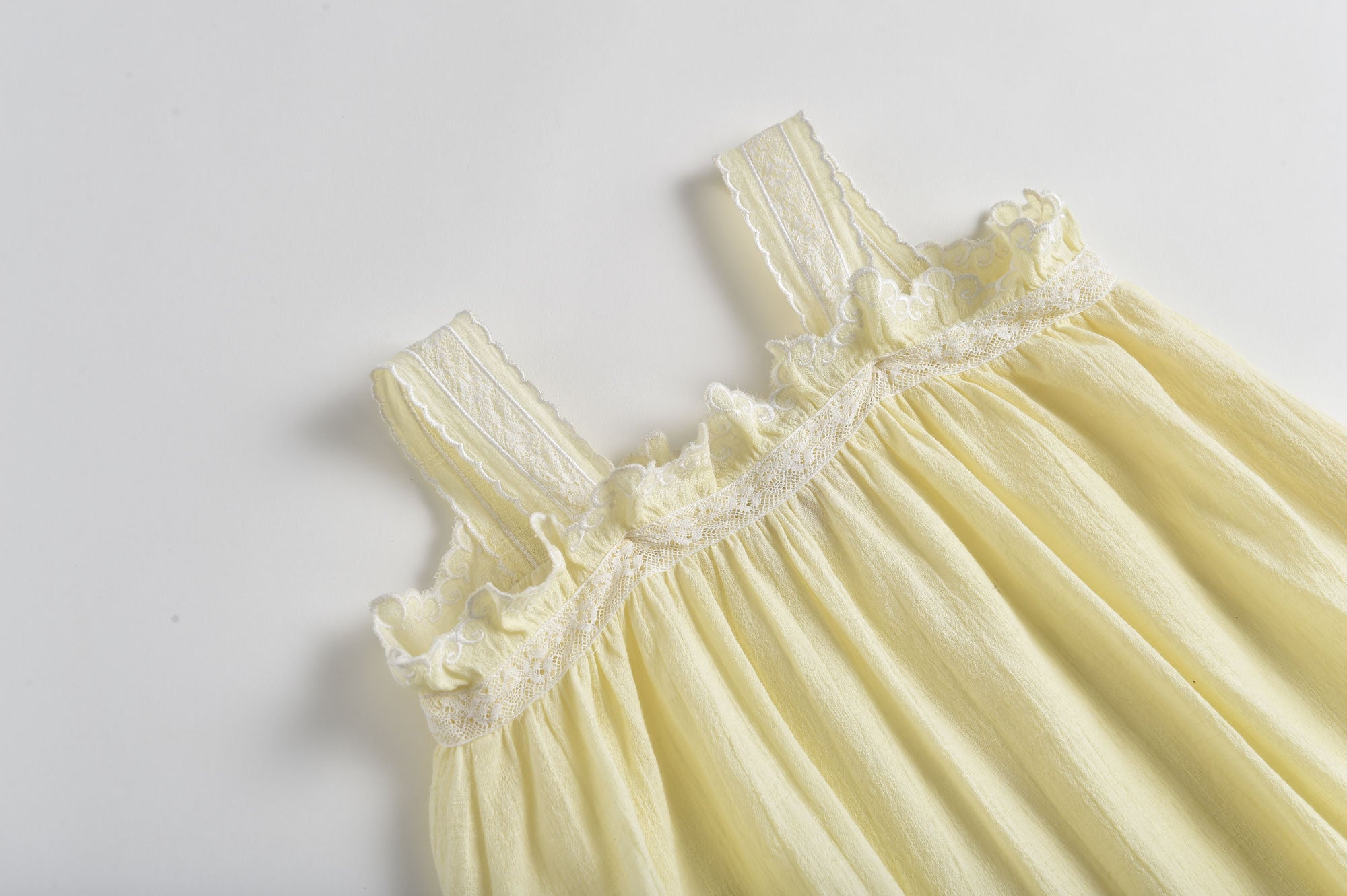 Girls Yellow Embroidered Cotton Dress