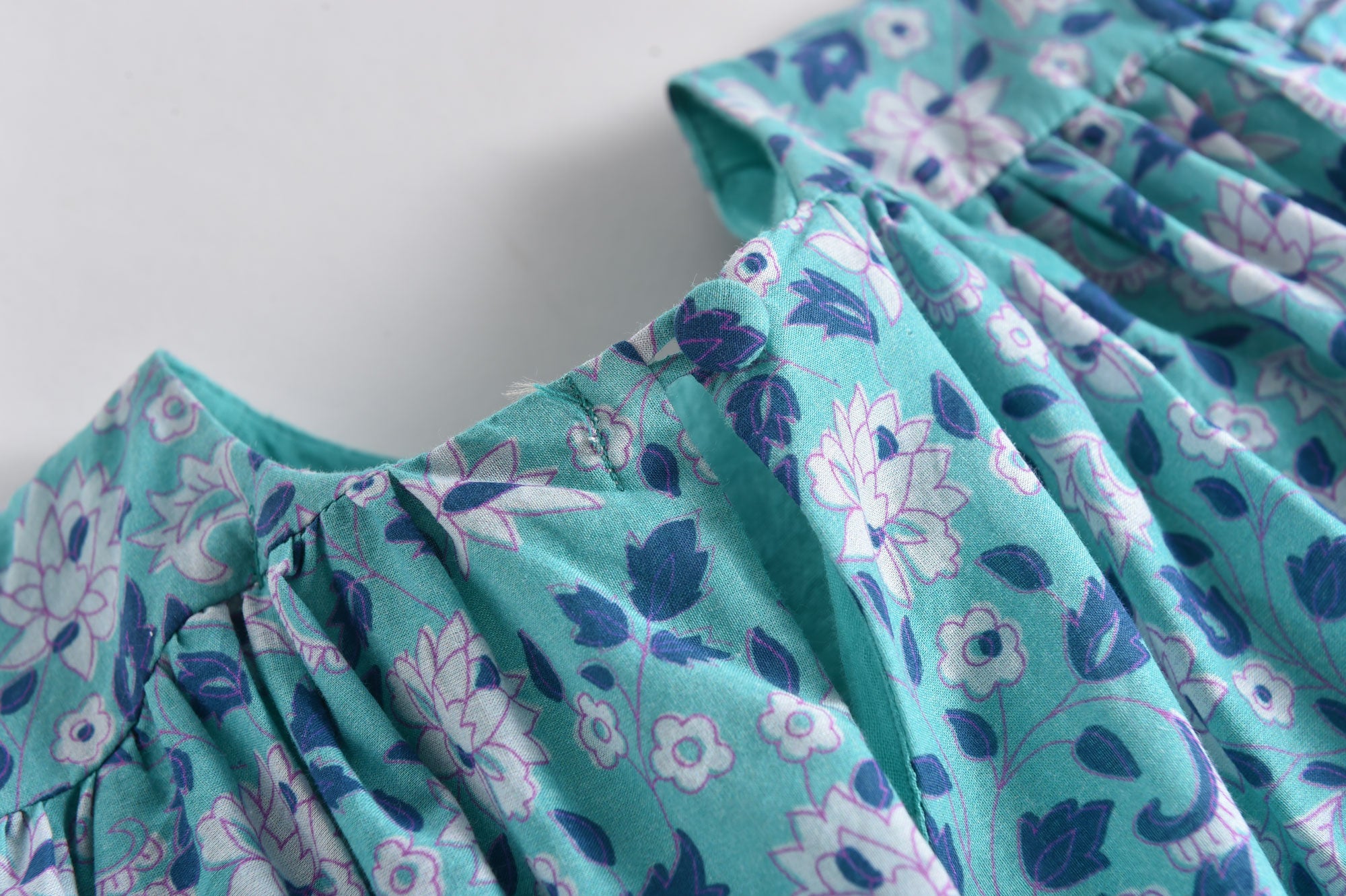 Girls Emerald Flowers Cotton Dress