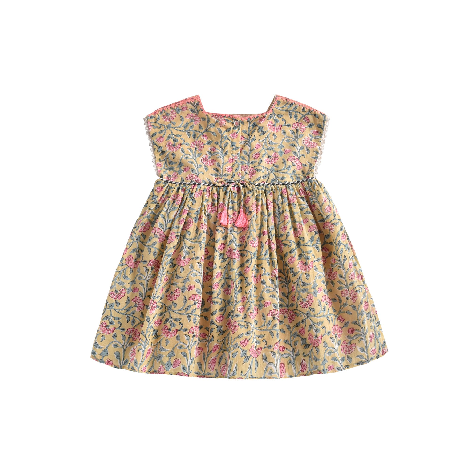 Girls Lemon Flowers Cotton Dress