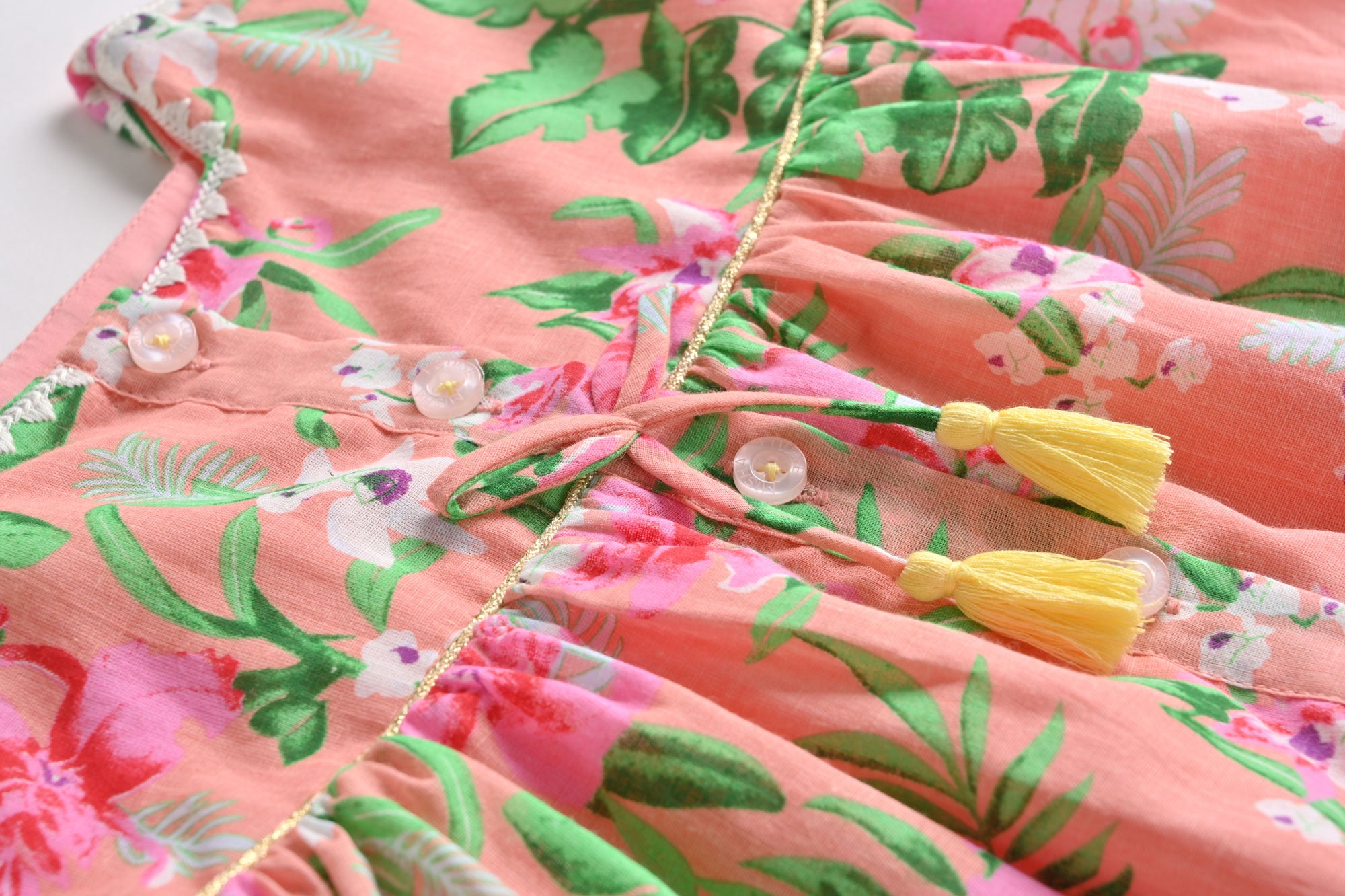 Girls Pink Flamingo Cotton Dress
