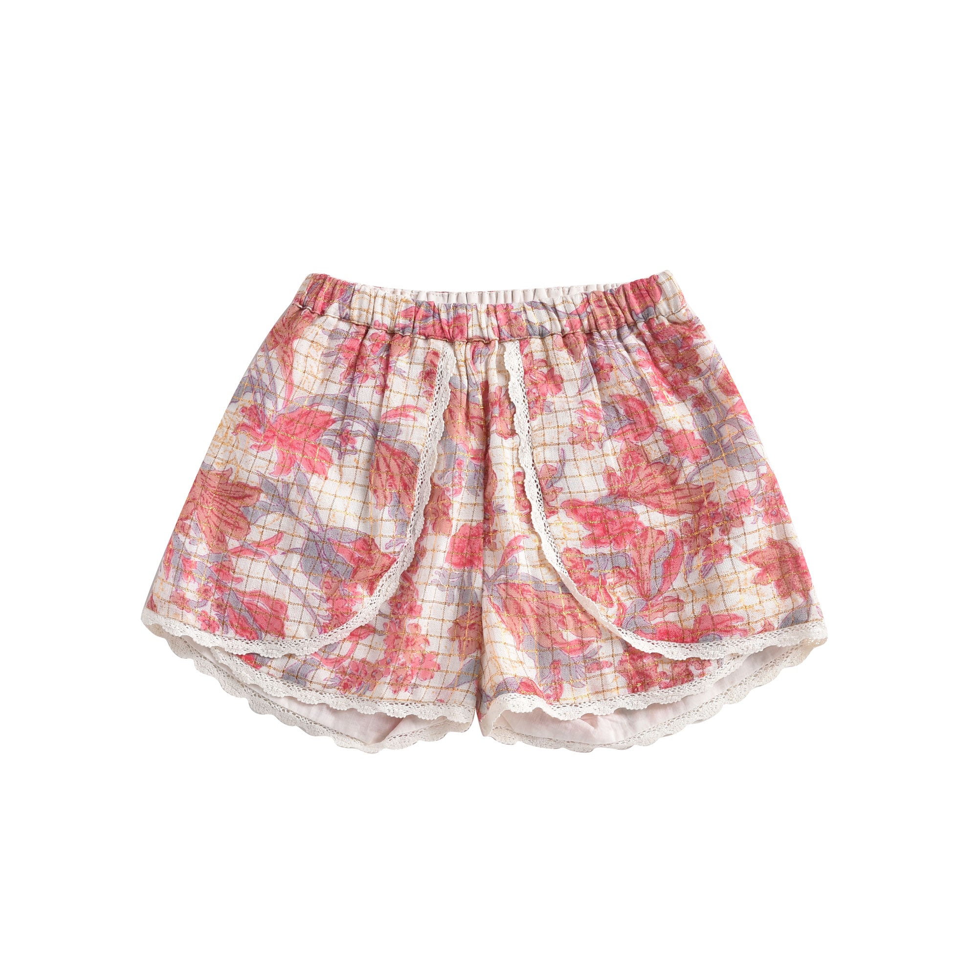 Girls Pink Flowers Shorts