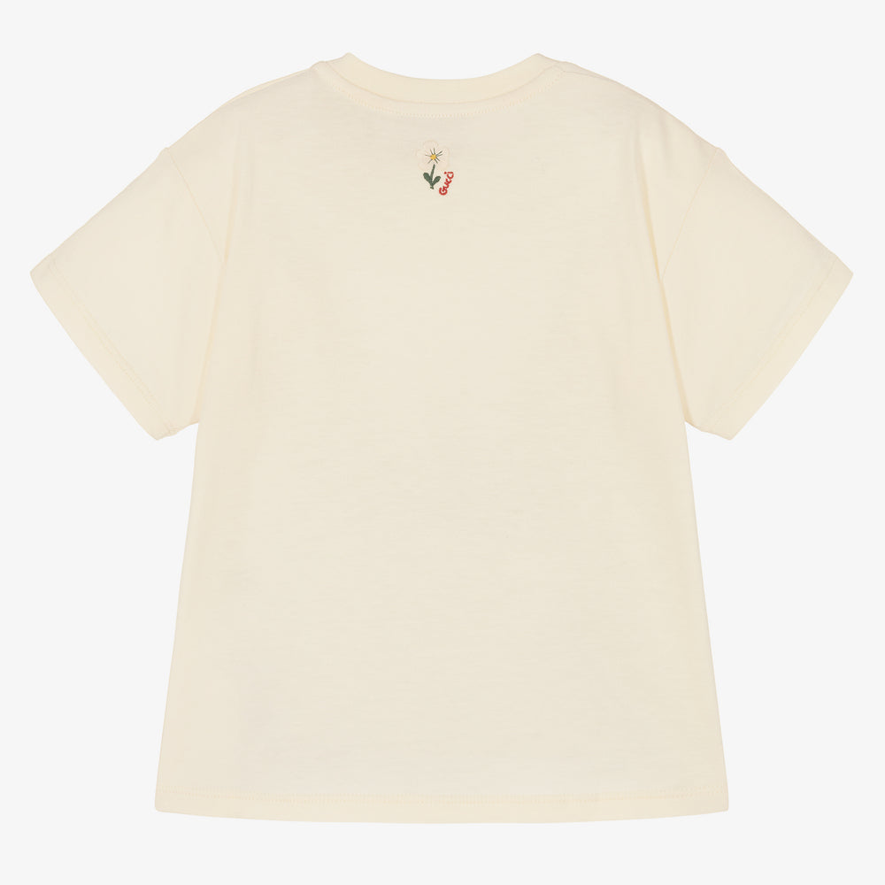 Baby Girls White Printed Cotton T-Shirt