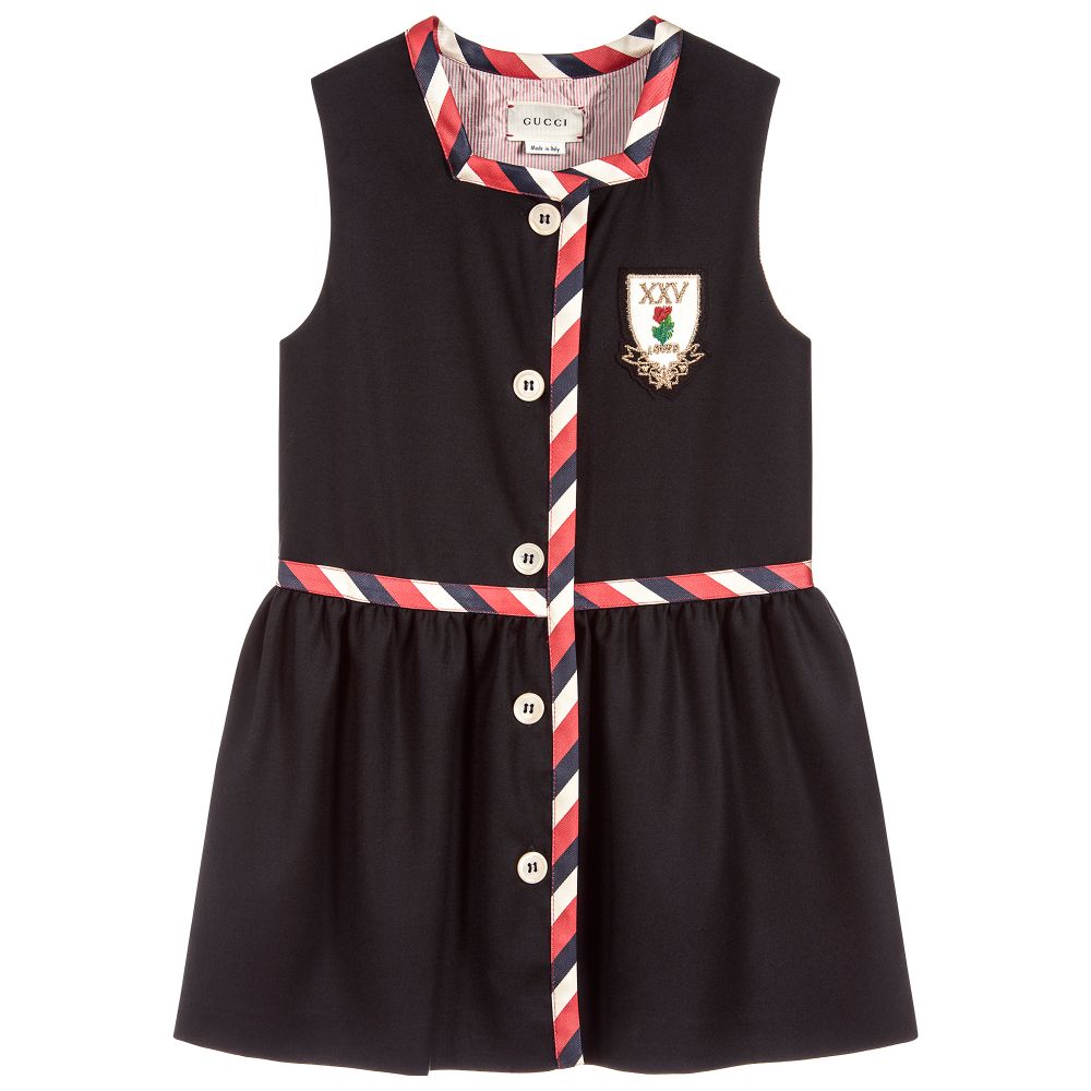 Girls Navy Wool Dress