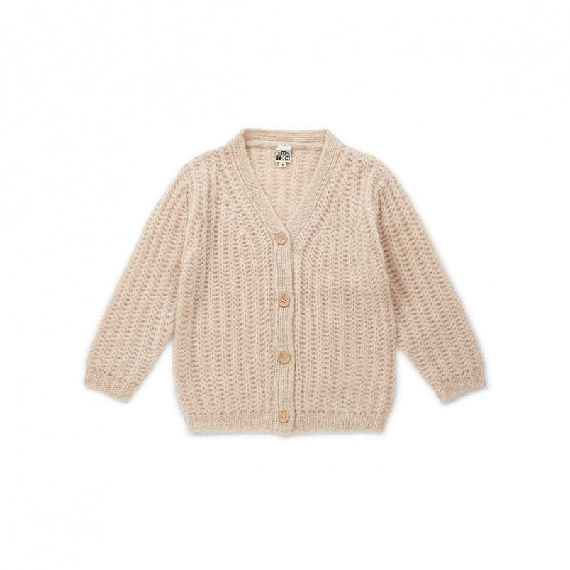 Girls Beige Button Cardigan