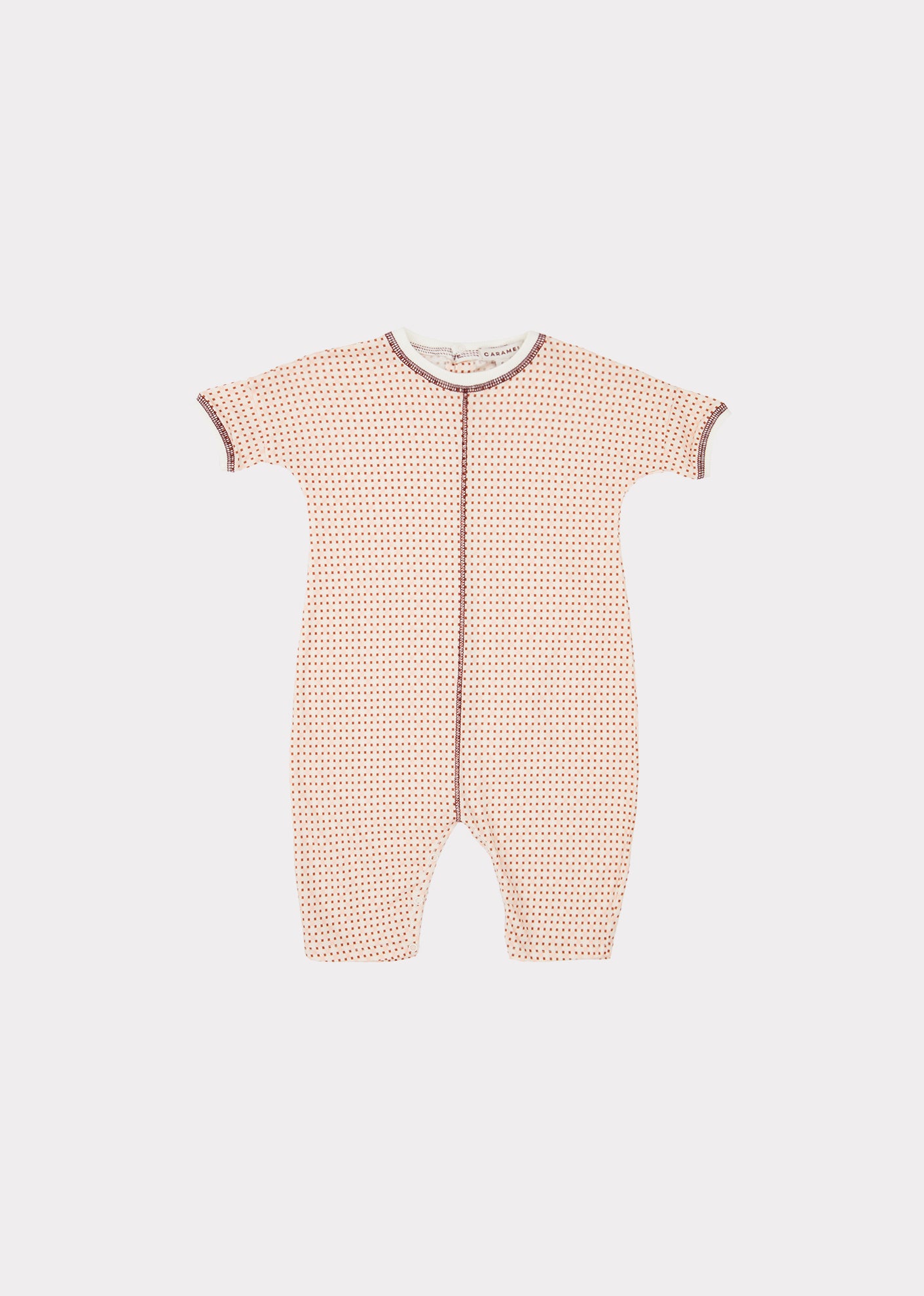 Baby Girls Light Pink Check Cotton Babysuit