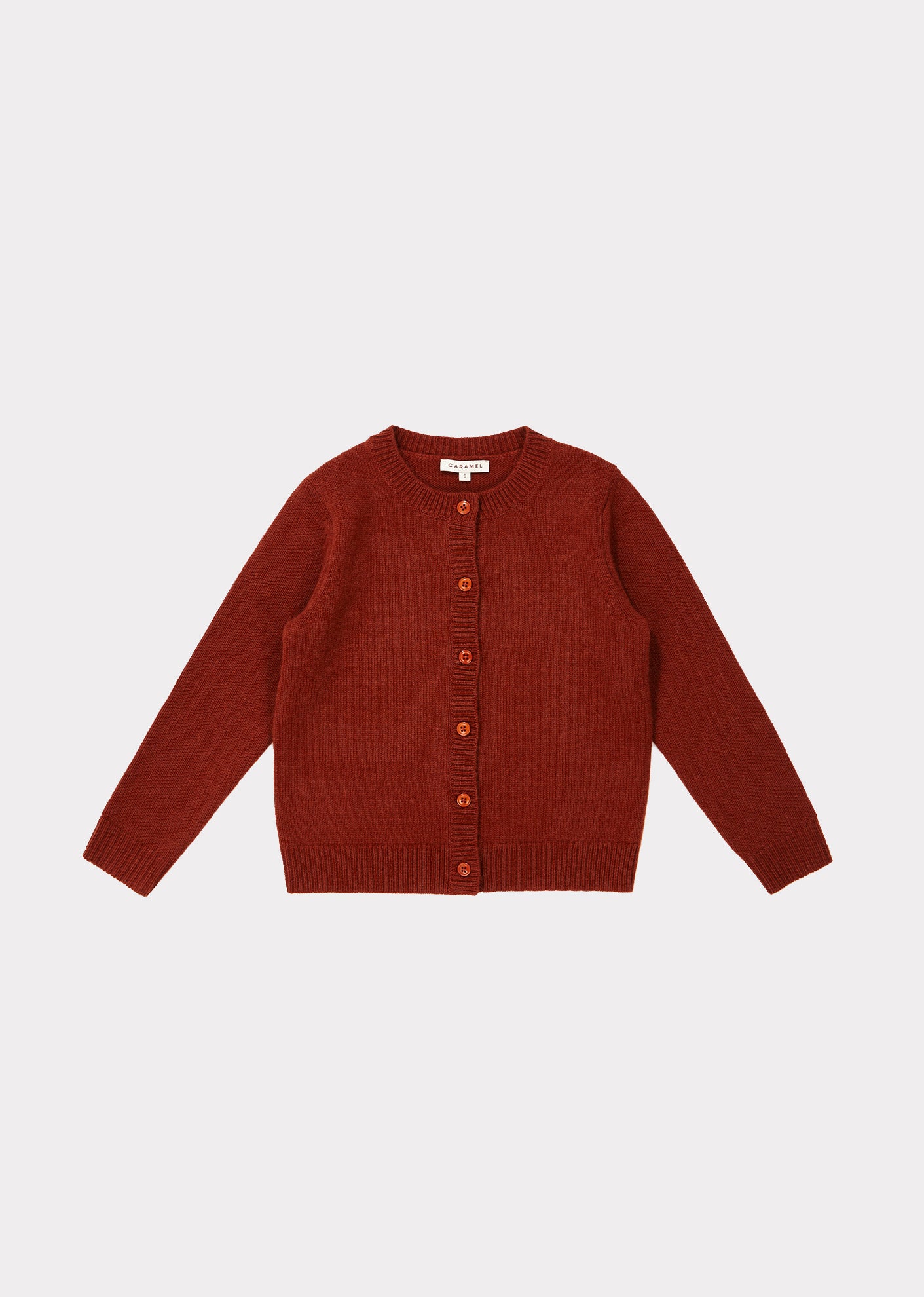Girls Rust Red Cashmere Cardigan