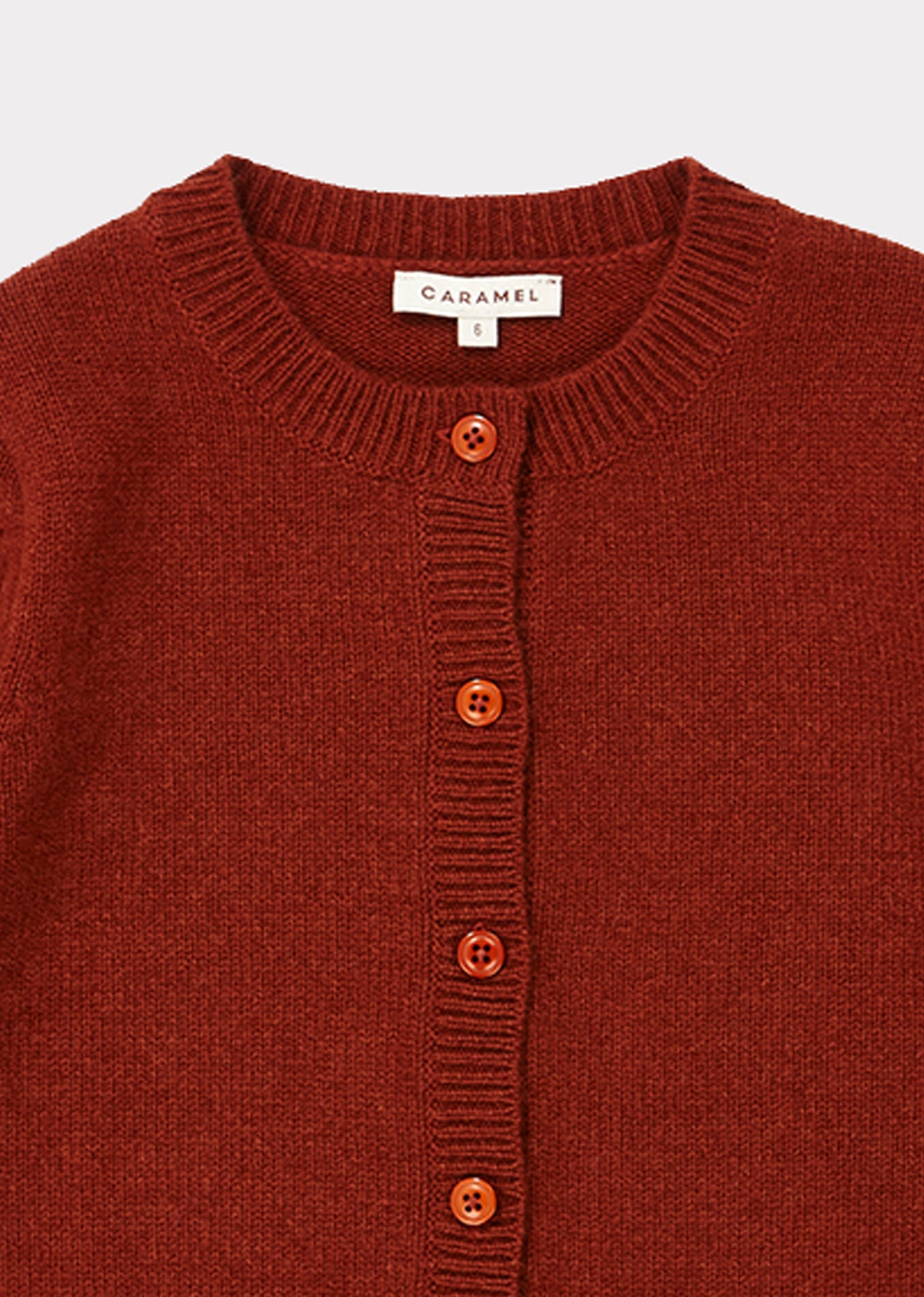 Girls Rust Red Cashmere Cardigan
