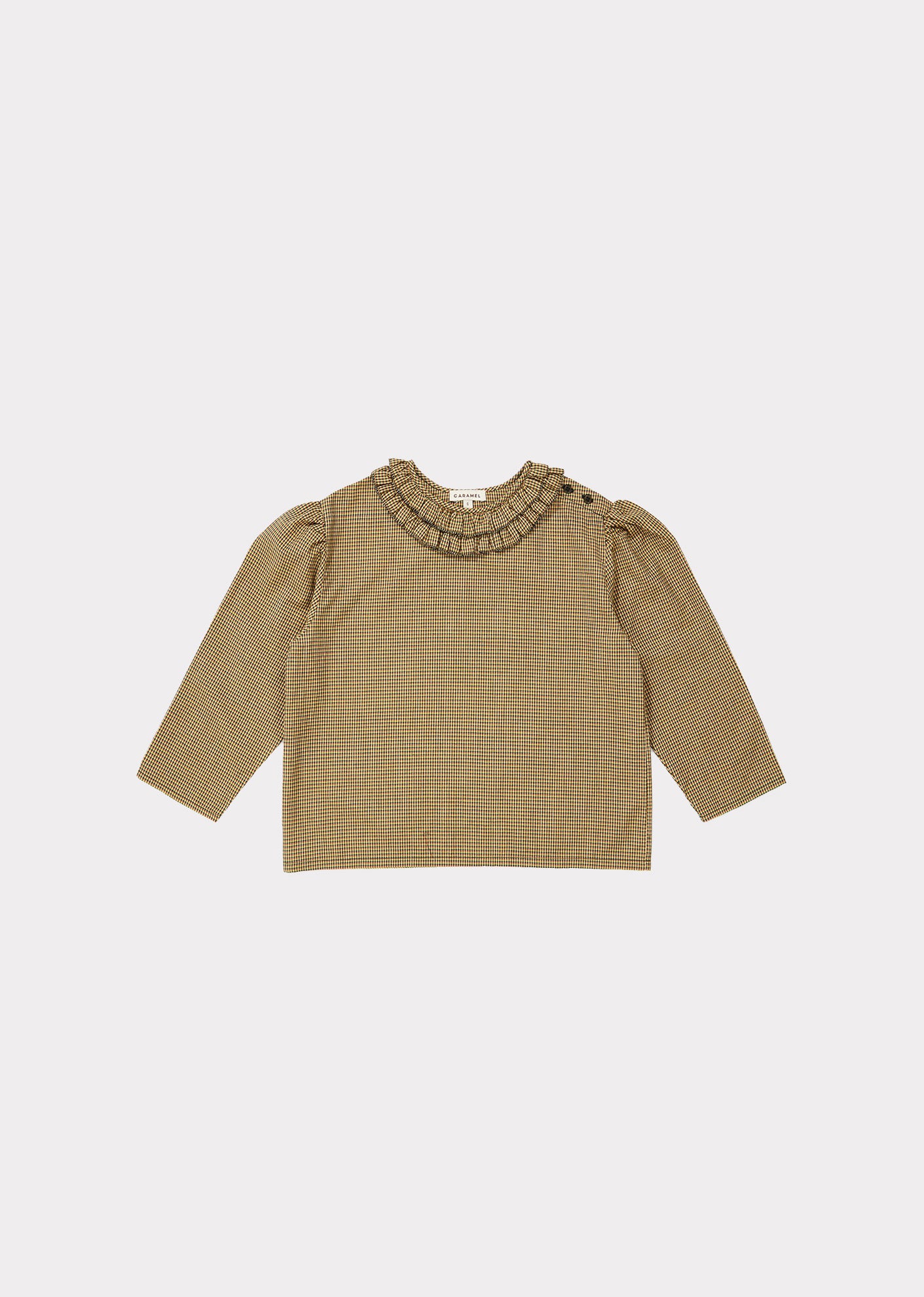 Girls Yellow Check Cotton Blouse