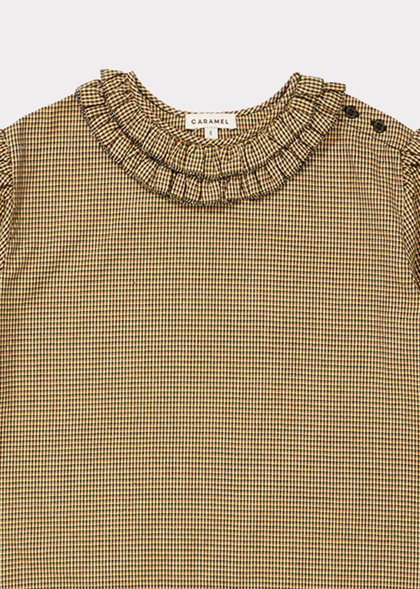 Girls Yellow Check Cotton Blouse