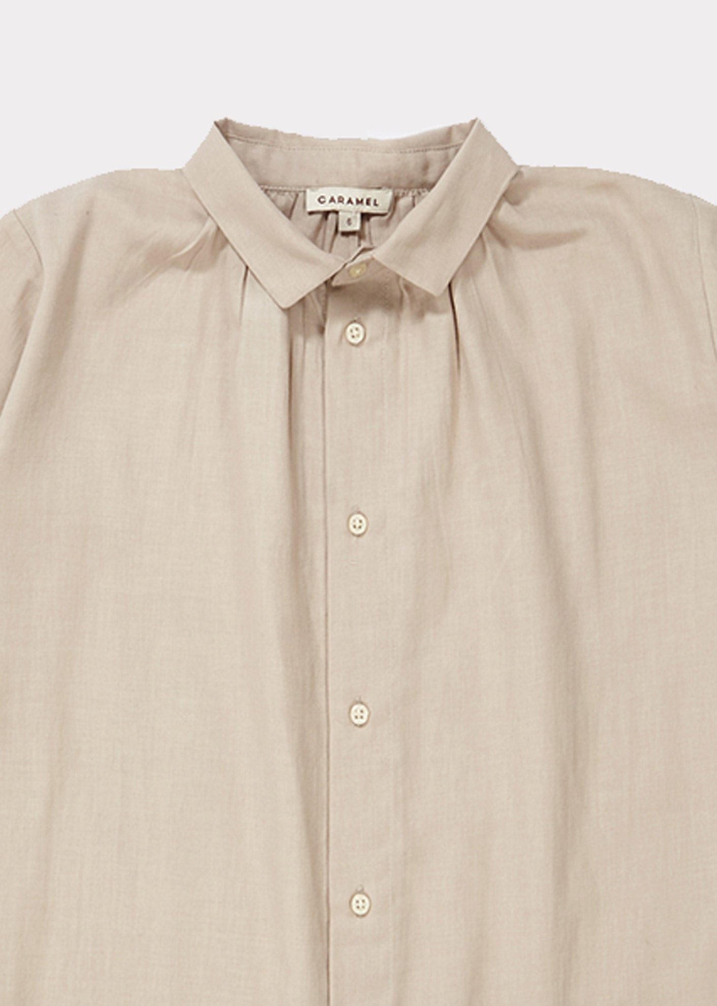 Girls Beige Buttons Cotton Shirt