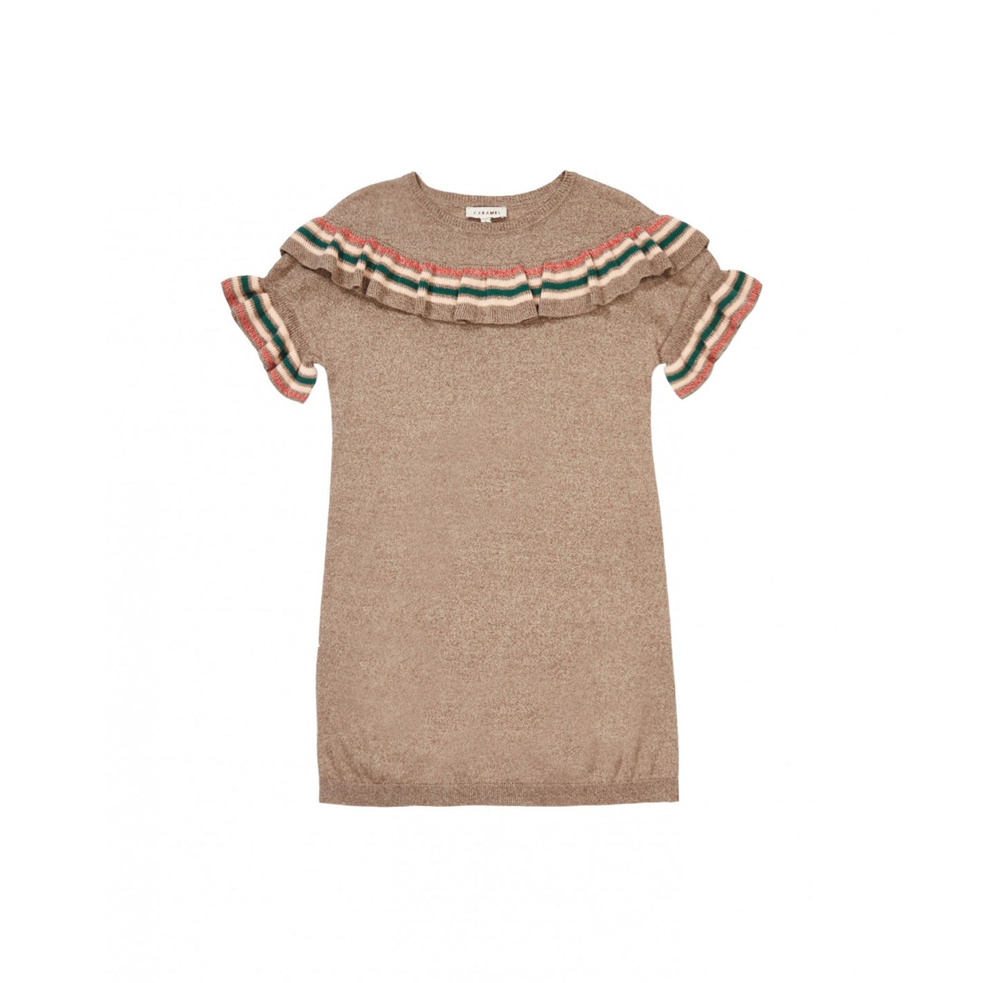 Girls Mocha Cotton Knitwear Dress