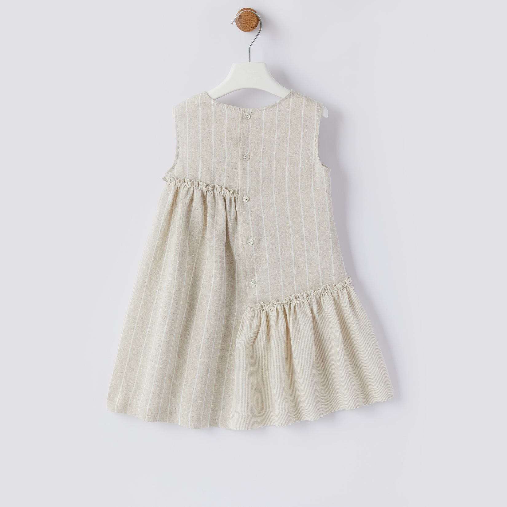 Girls Beige Sleeveless Dress