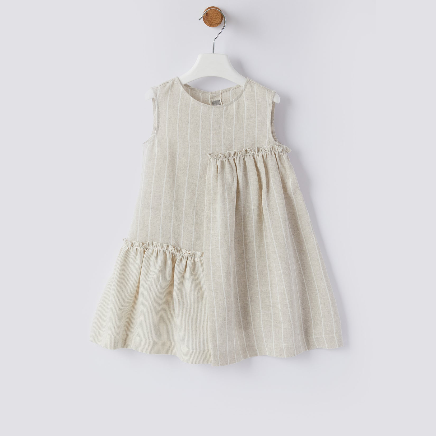 Girls Beige Sleeveless Dress