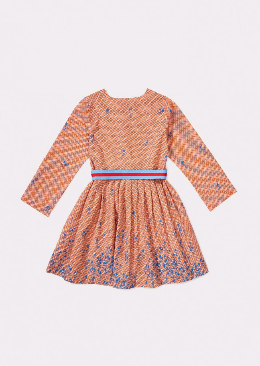 Girls Orange Cotton Dress