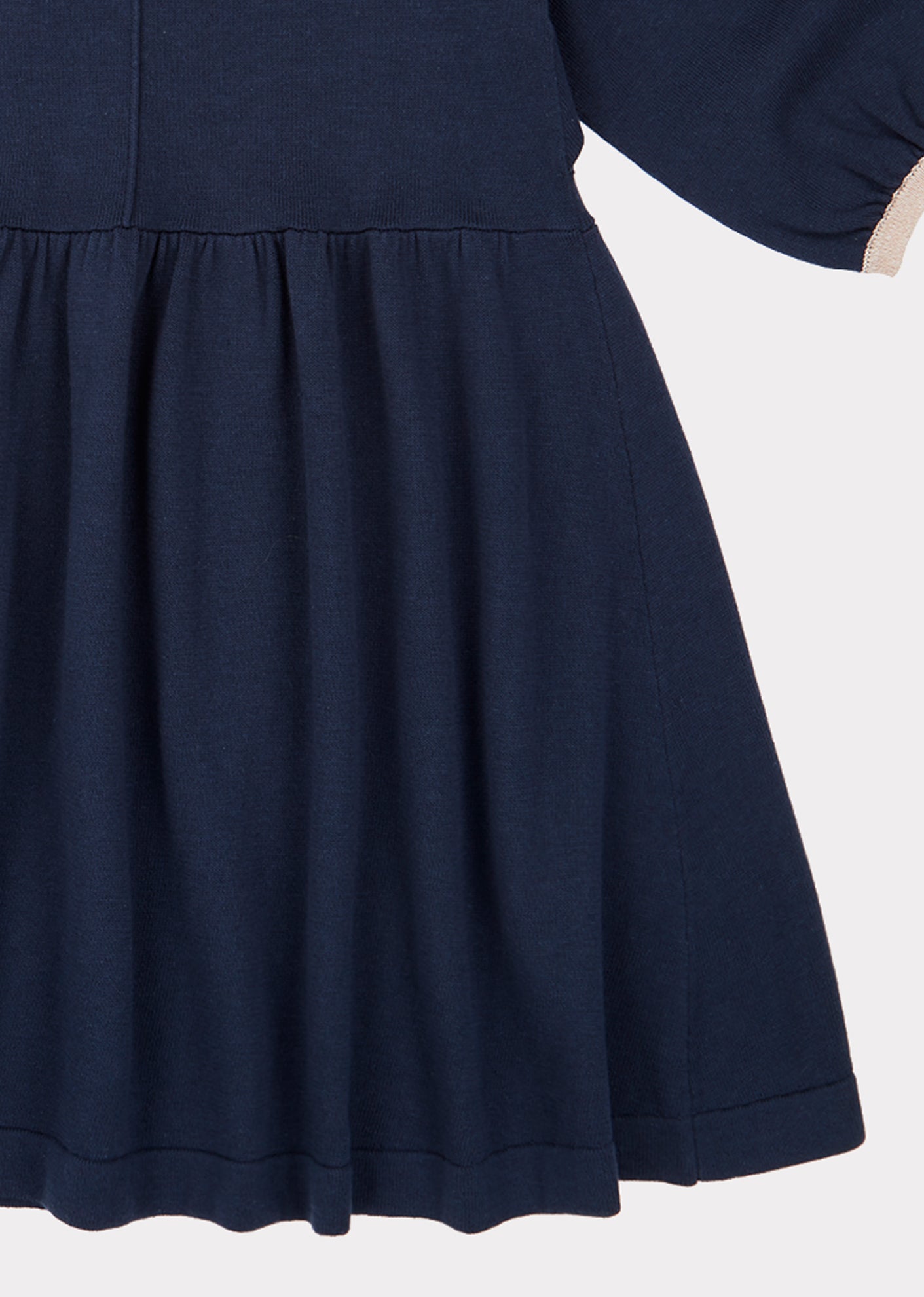 Girls Navy V-neck Cotton Dress