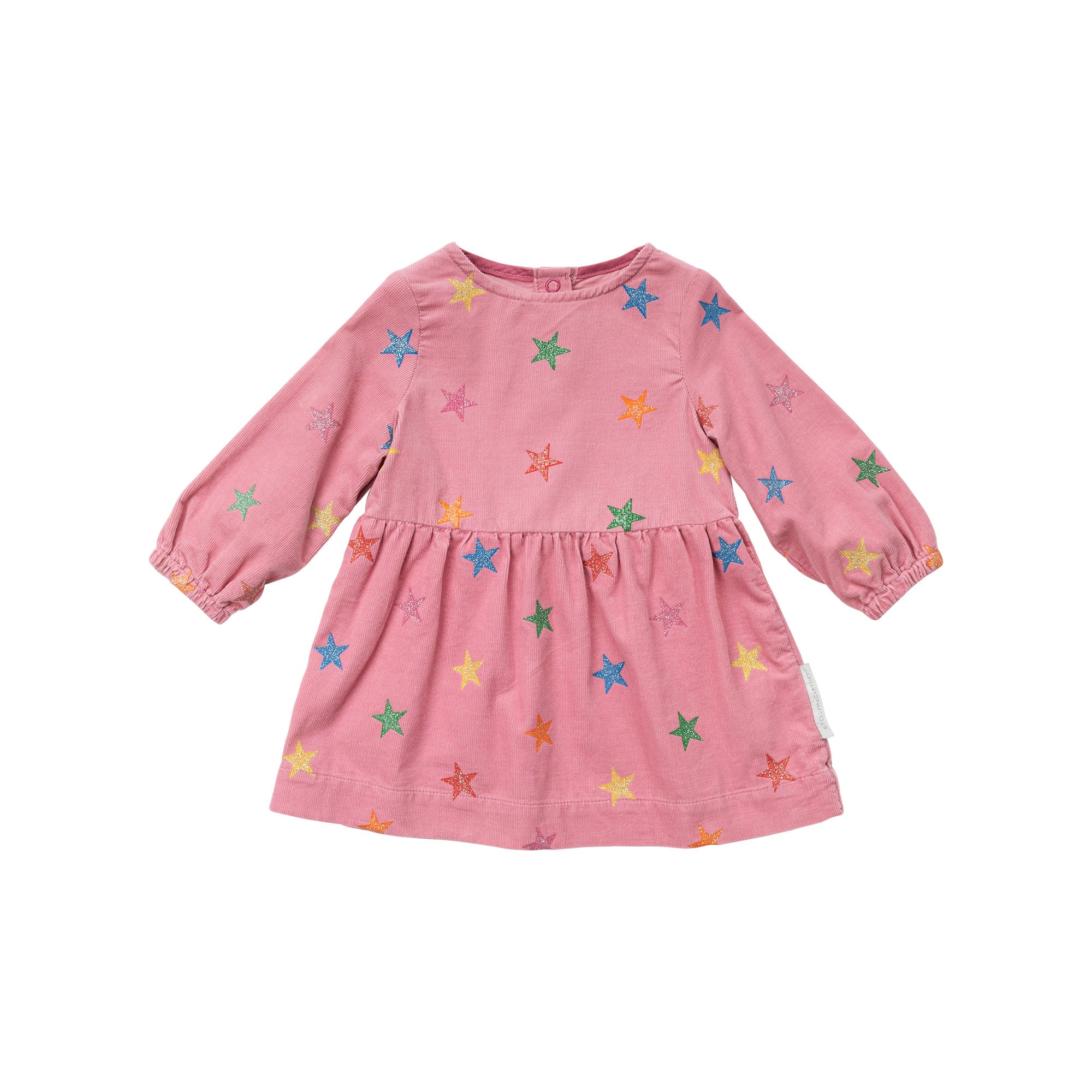 Baby Girls Pink Glitter Stars Cotton Dress