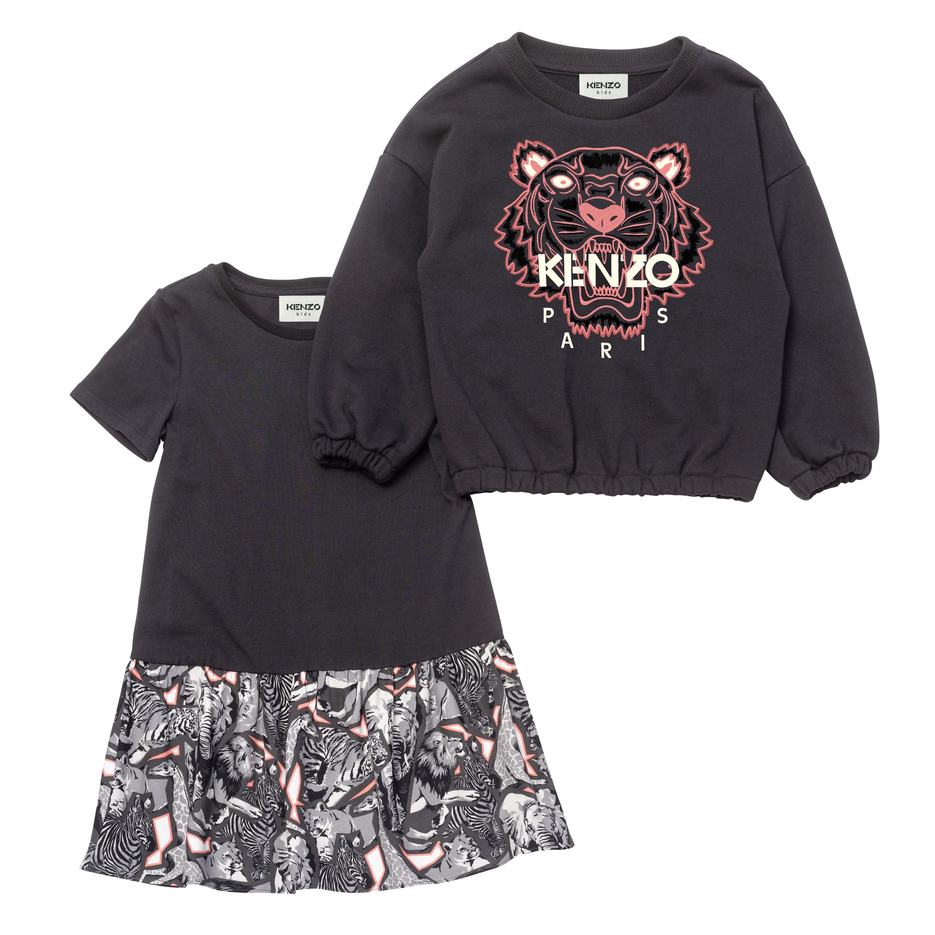 Girls Dark Grey Logo Dress