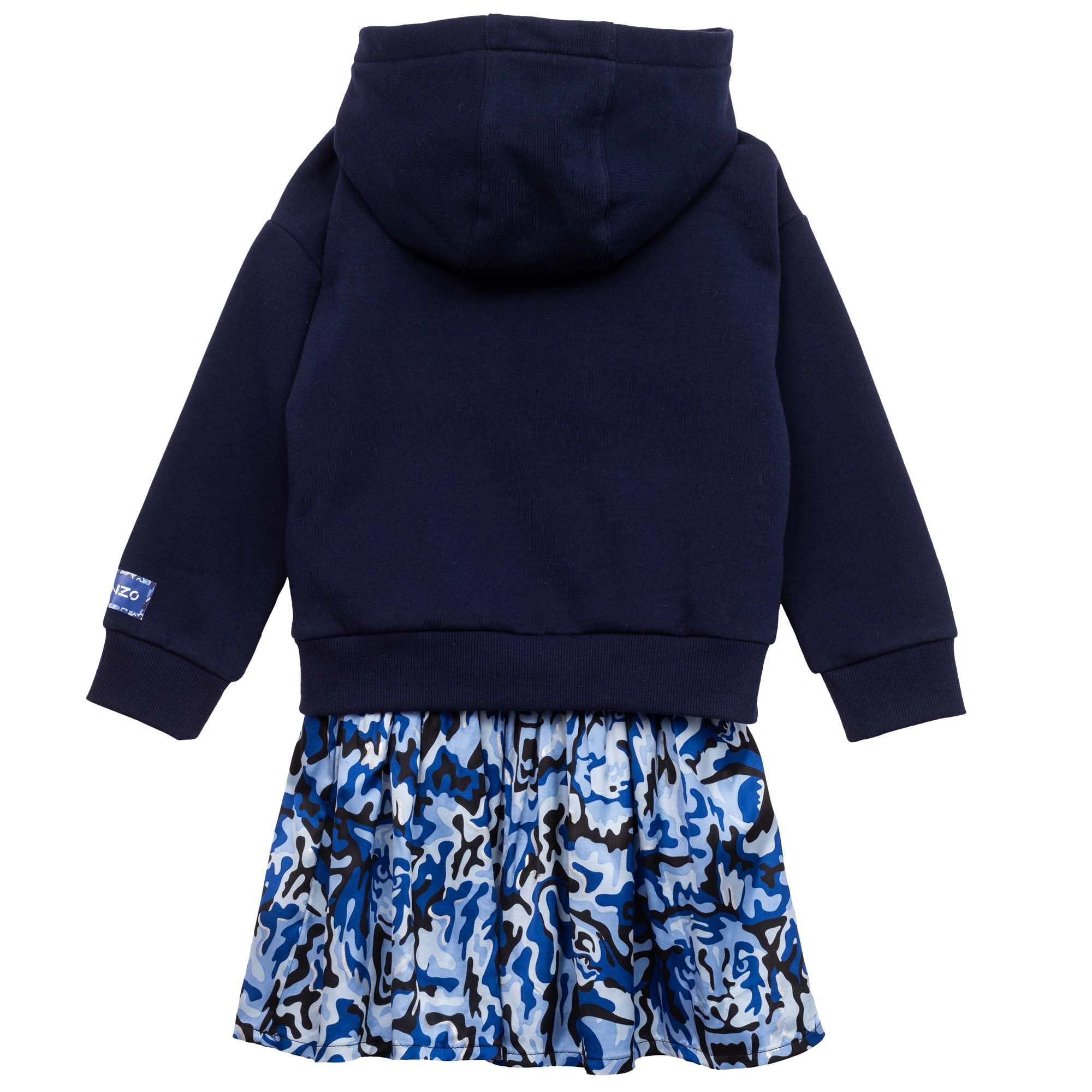 Girls Navy Hooded Dress