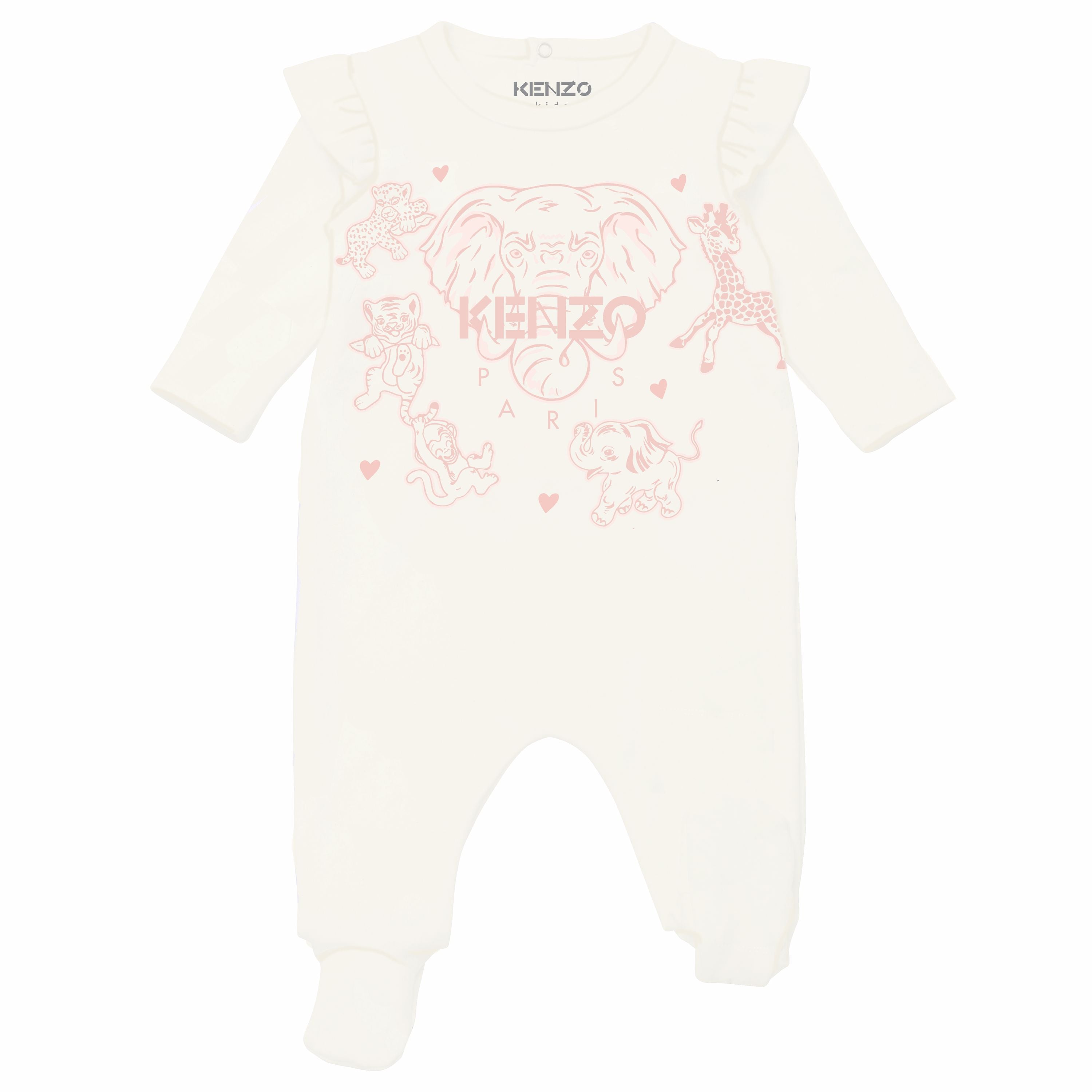 Baby Girls White Logo Babysuit
