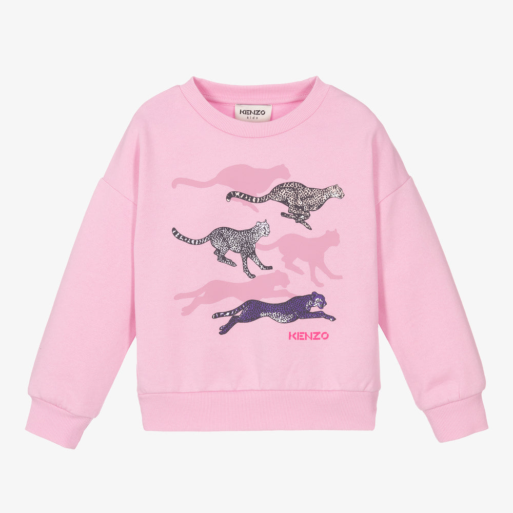 Girls Pink Cheetah Sweatshirt