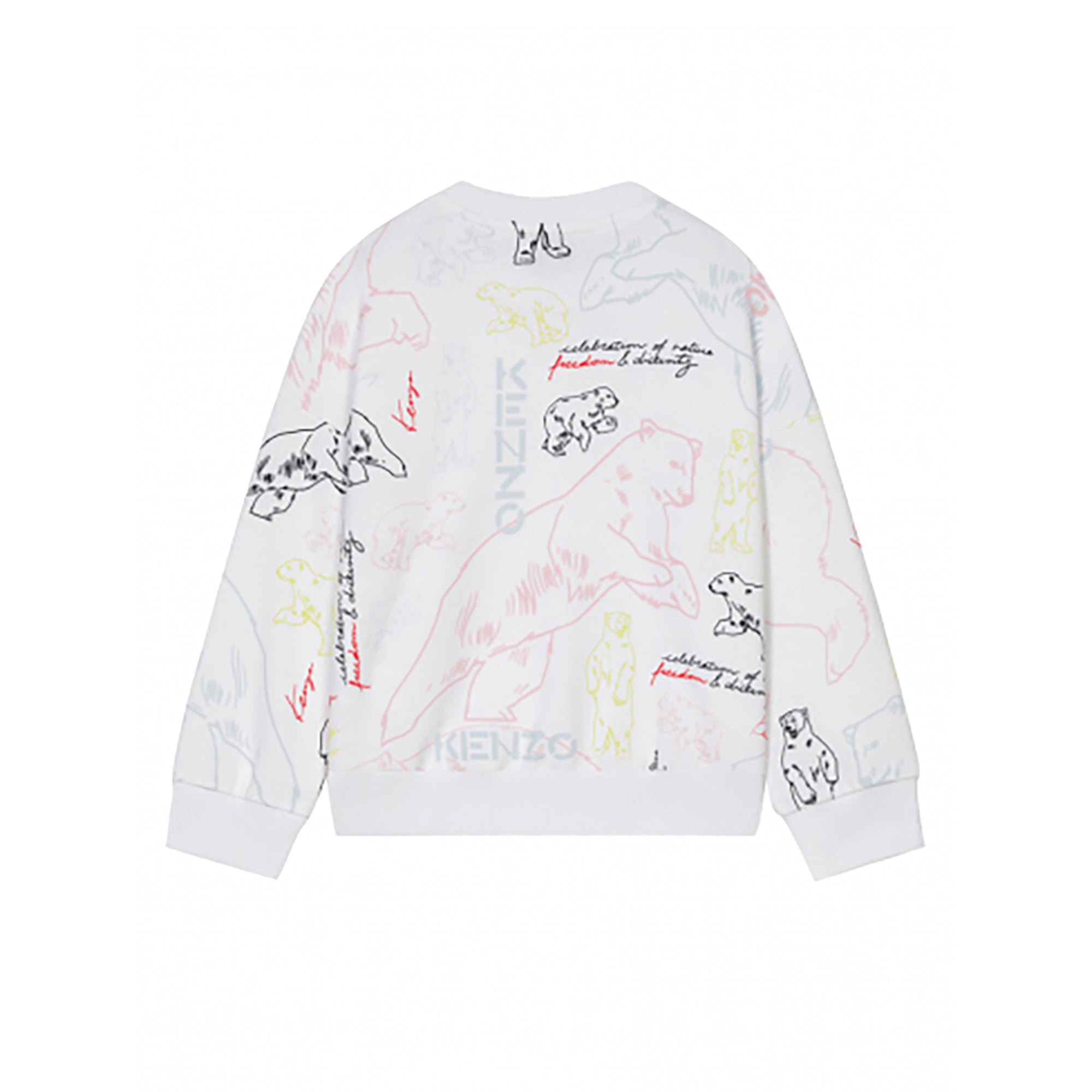 Girls White Printed Cotton Sweatshirt
