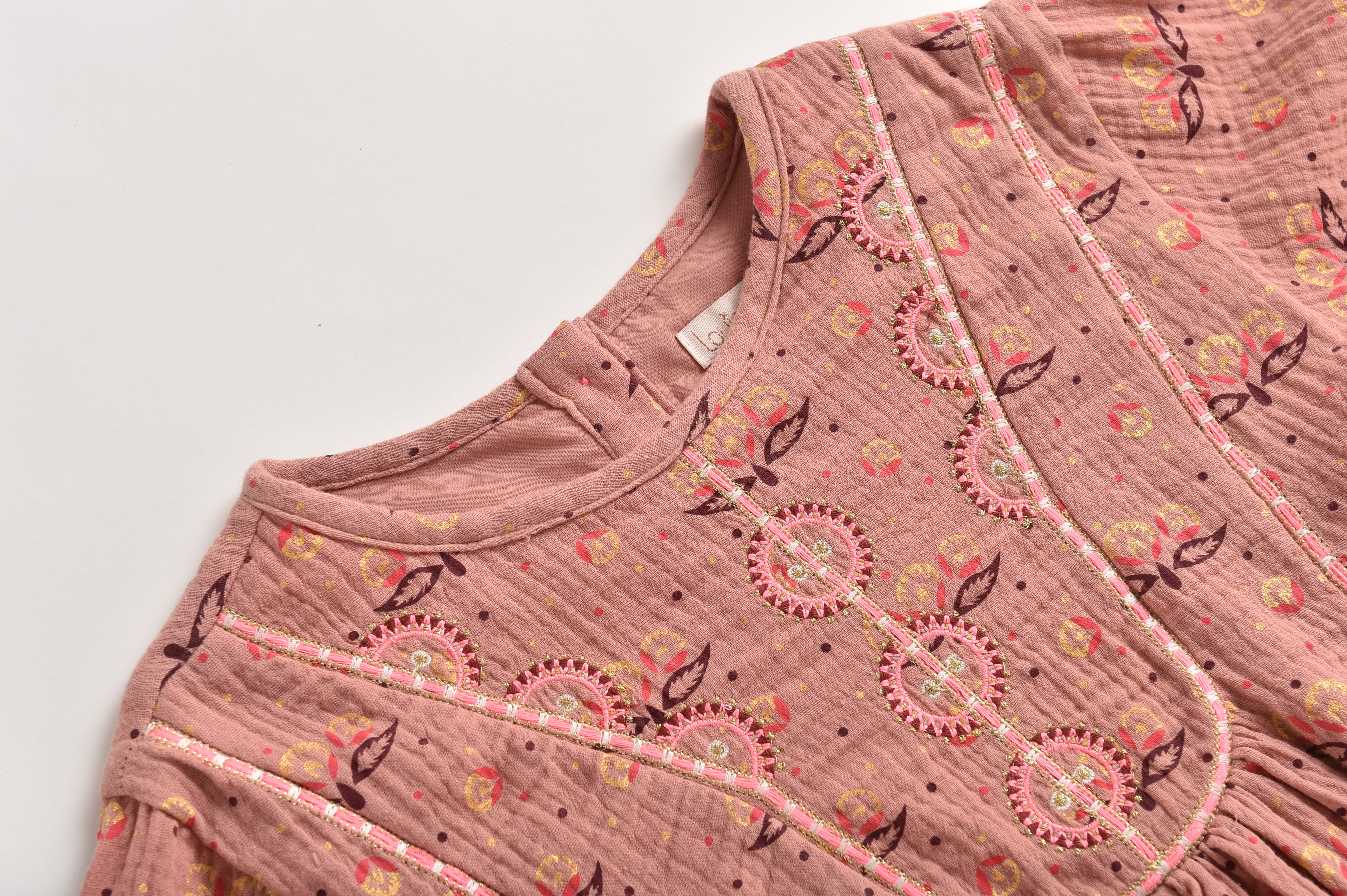 Girls Pink Printed Cotton Dress
