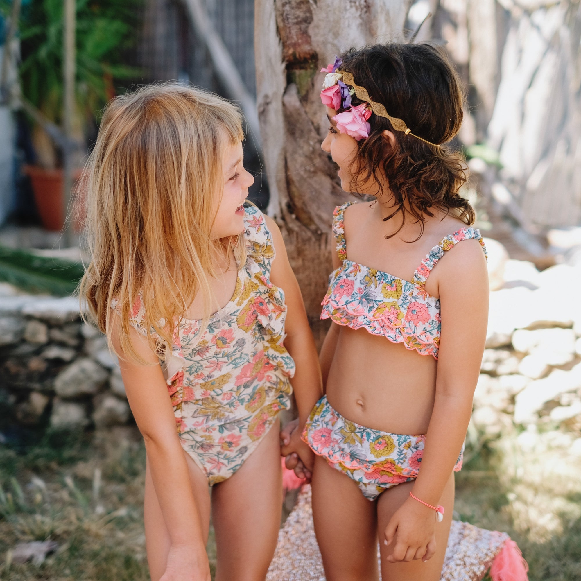 Girls Multi Flowers Cotton Bikini
