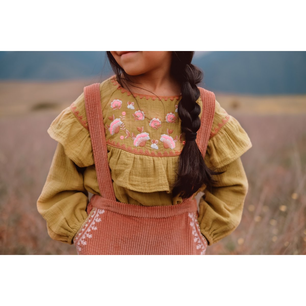 Girls Yellow Embroidered Cotton Blouse