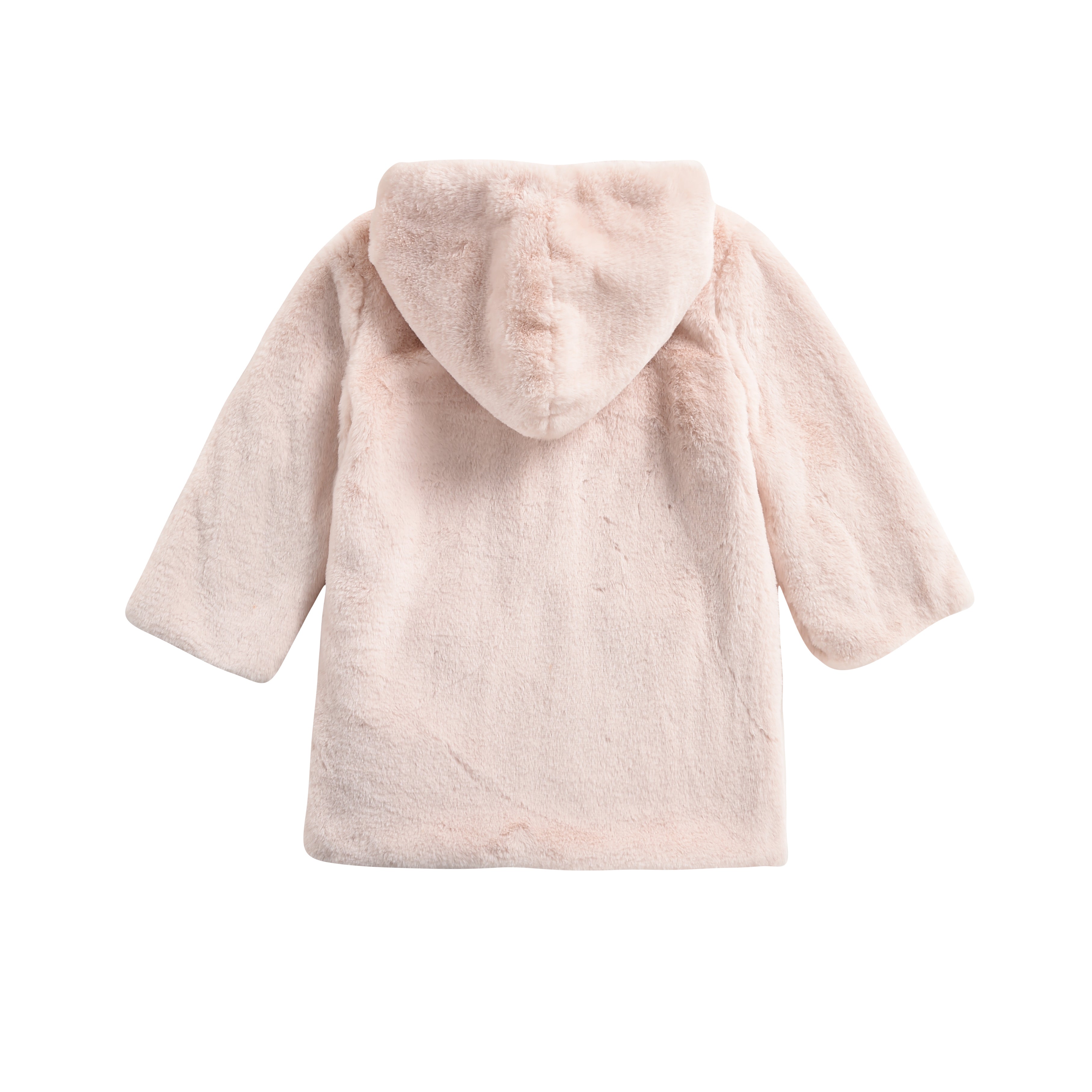 Girls Cream Embroidered Hooded Coat