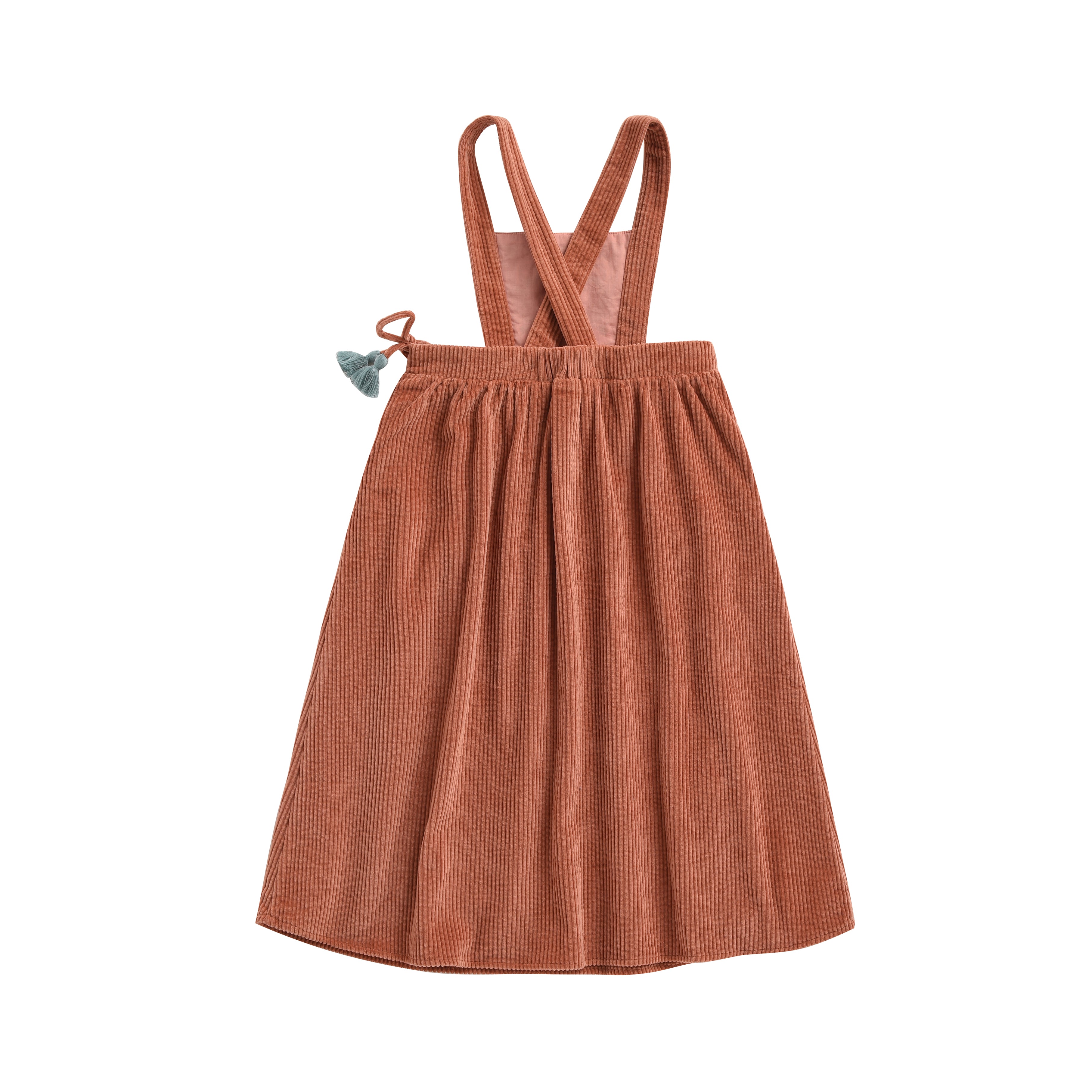 Girls Terracotta Embroidered Cotton Dress