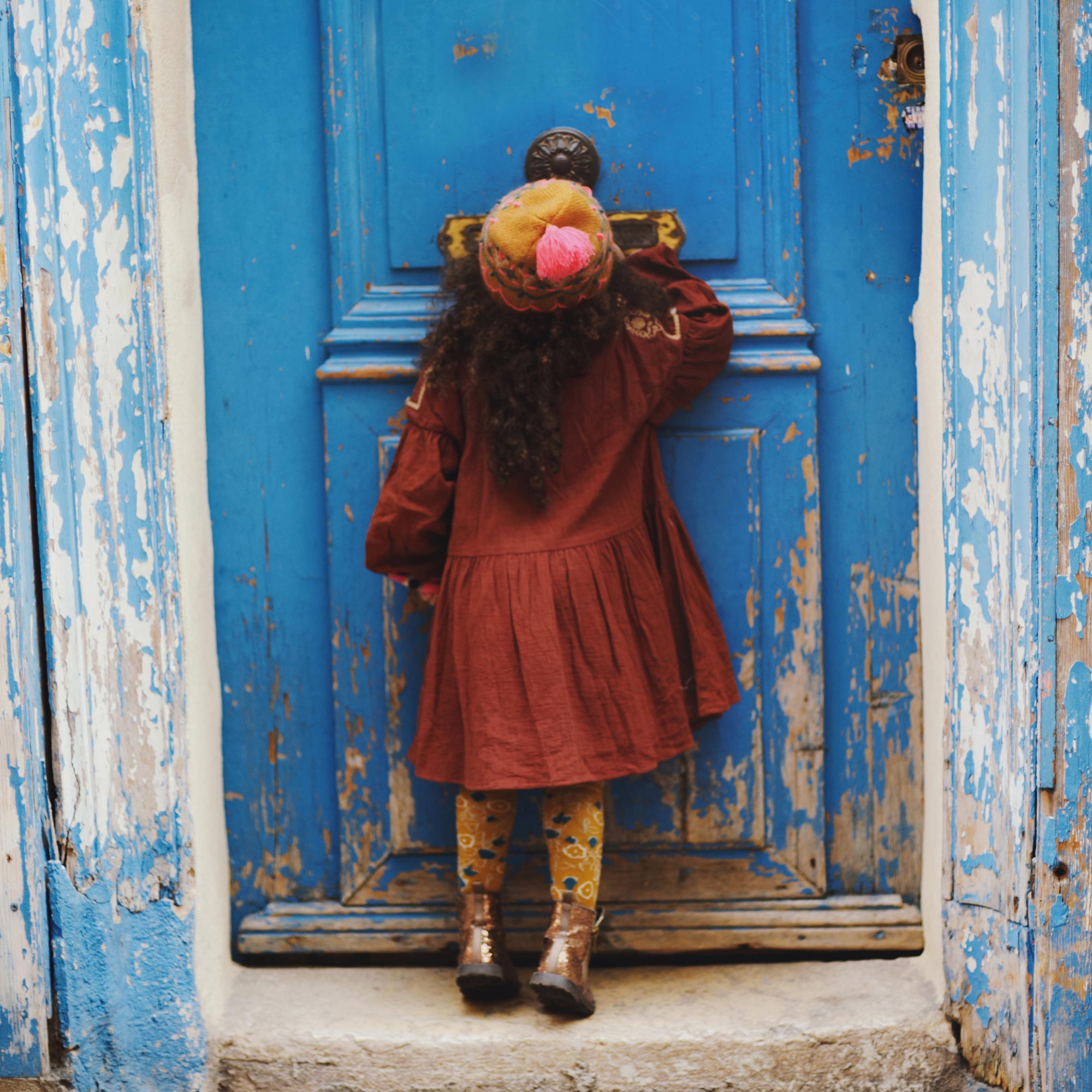 Girls Wine Red "Ourika" Cotton Dress