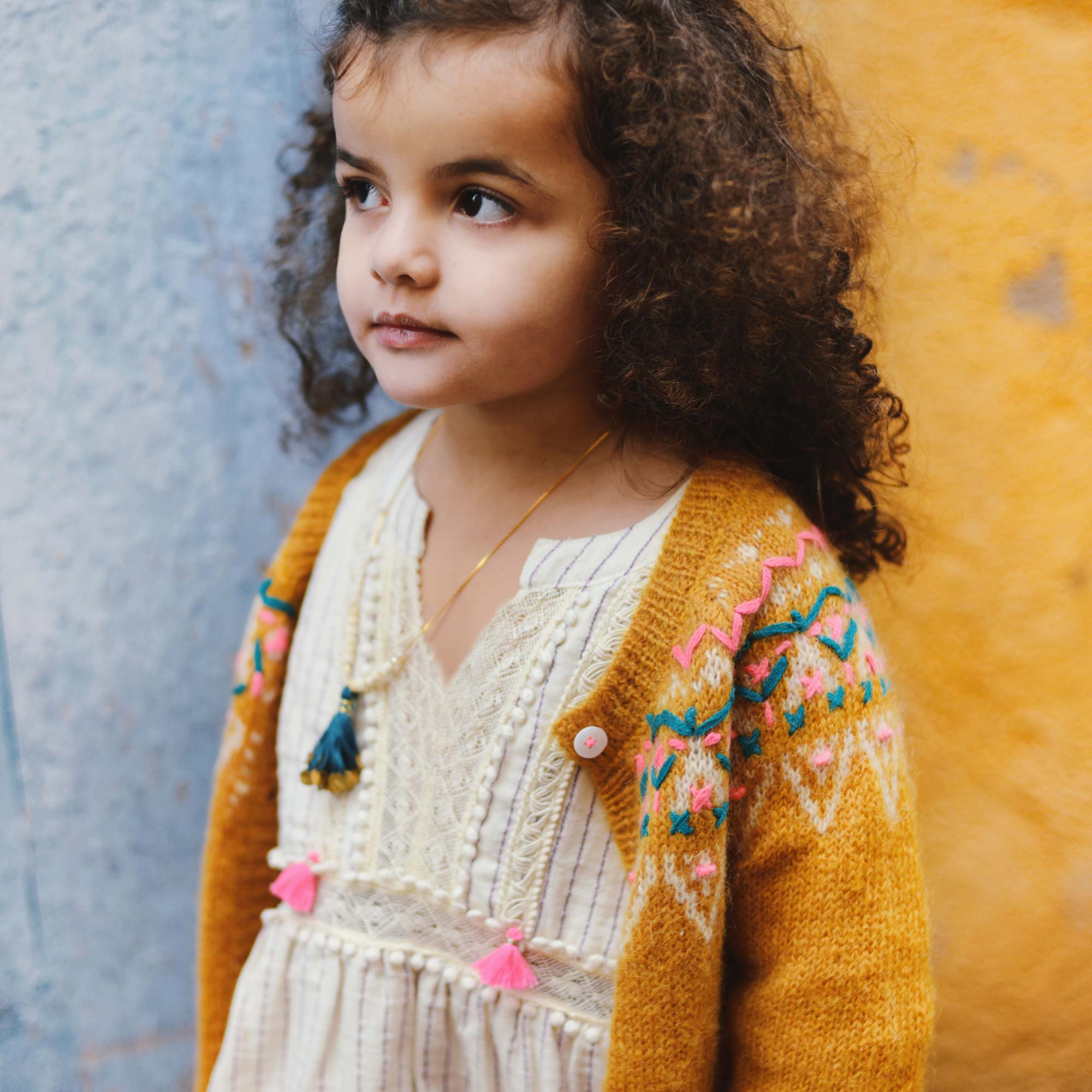 Girls Yellow "Berbere" Cardigan