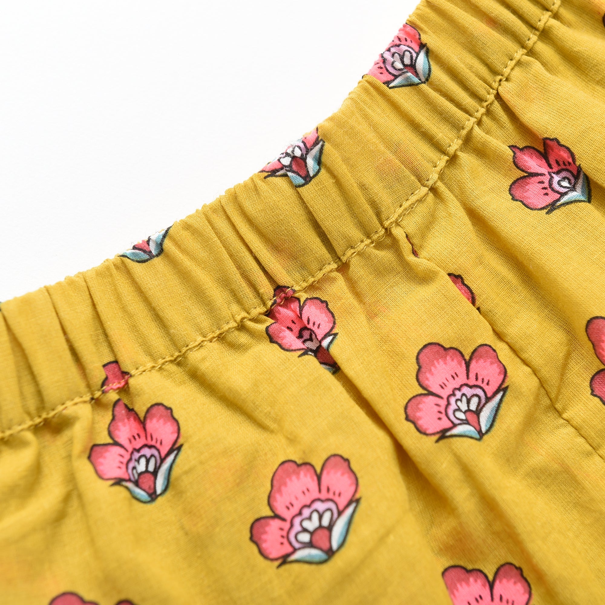 Girls Safran Flowers Cotton Shorts