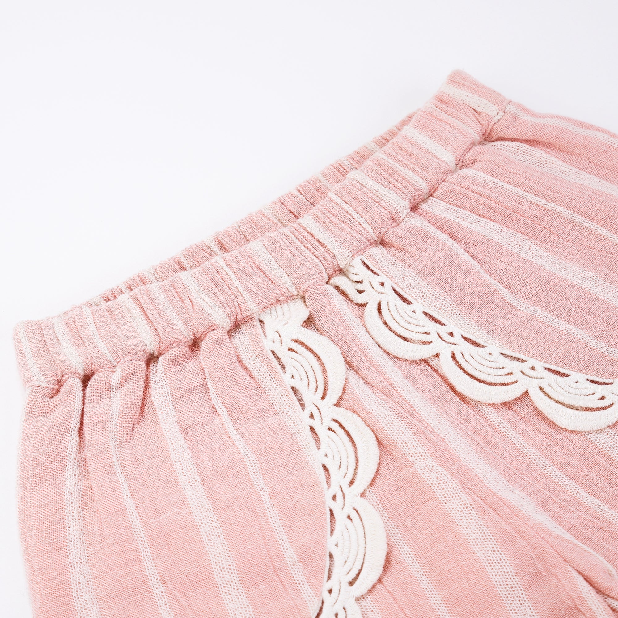 Girls Blush Stripes Cotton Shorts