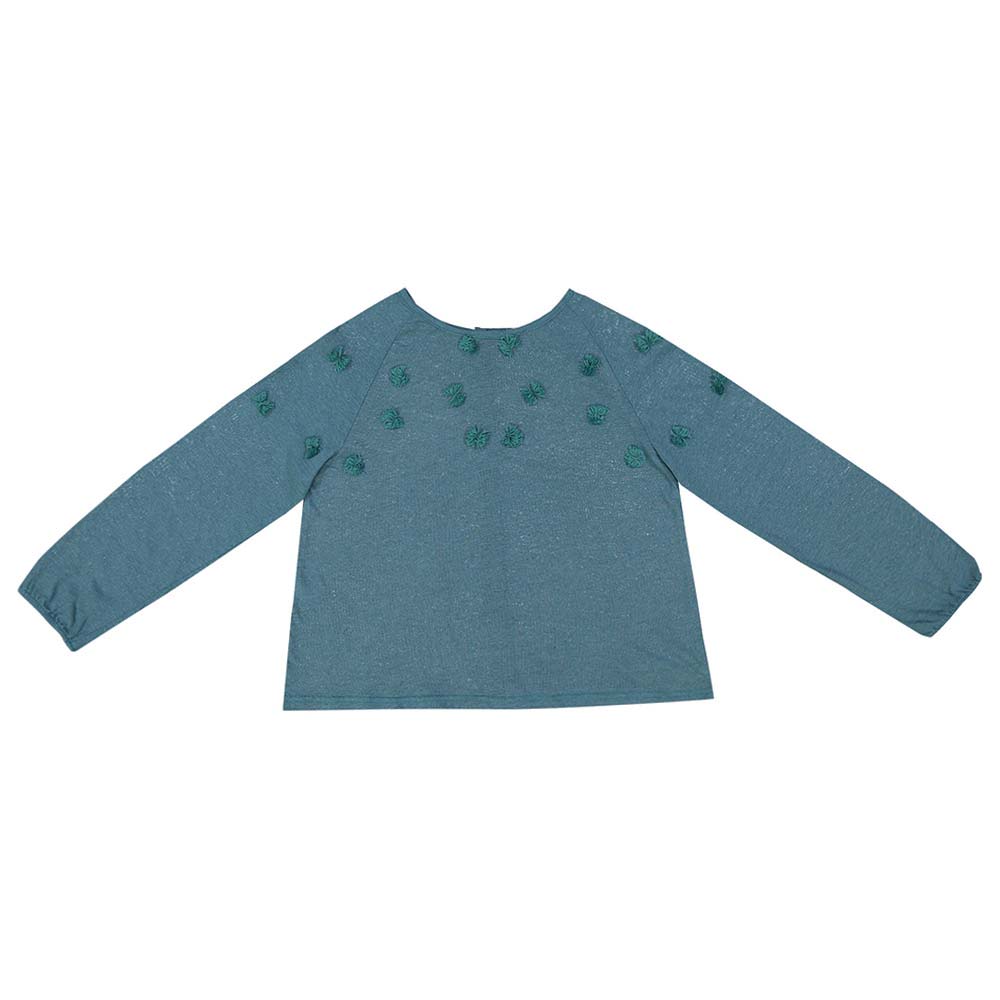 Girls Peacock Blue Cotton T-shirt