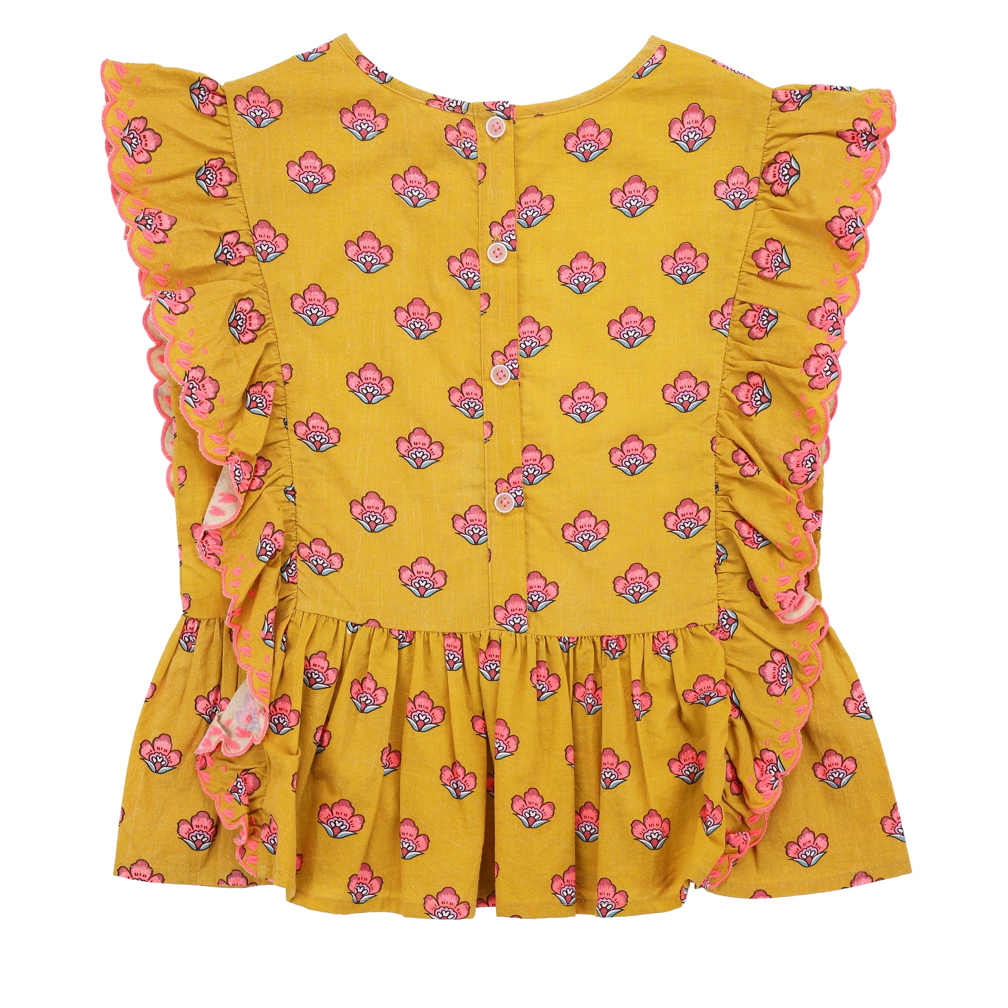 Girls Safran Flowers Cotton Top