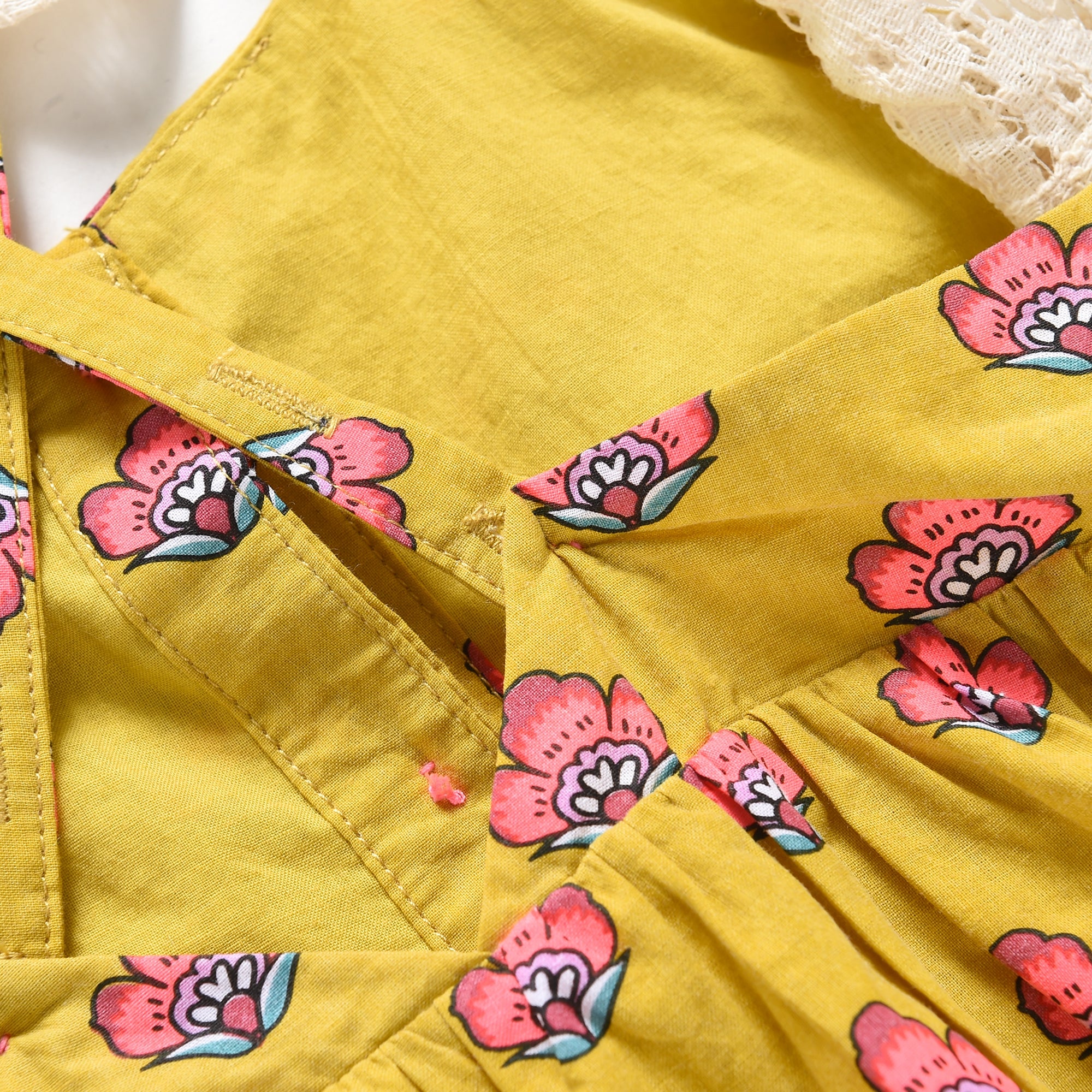 Girls Safran Flowers Cotton Top