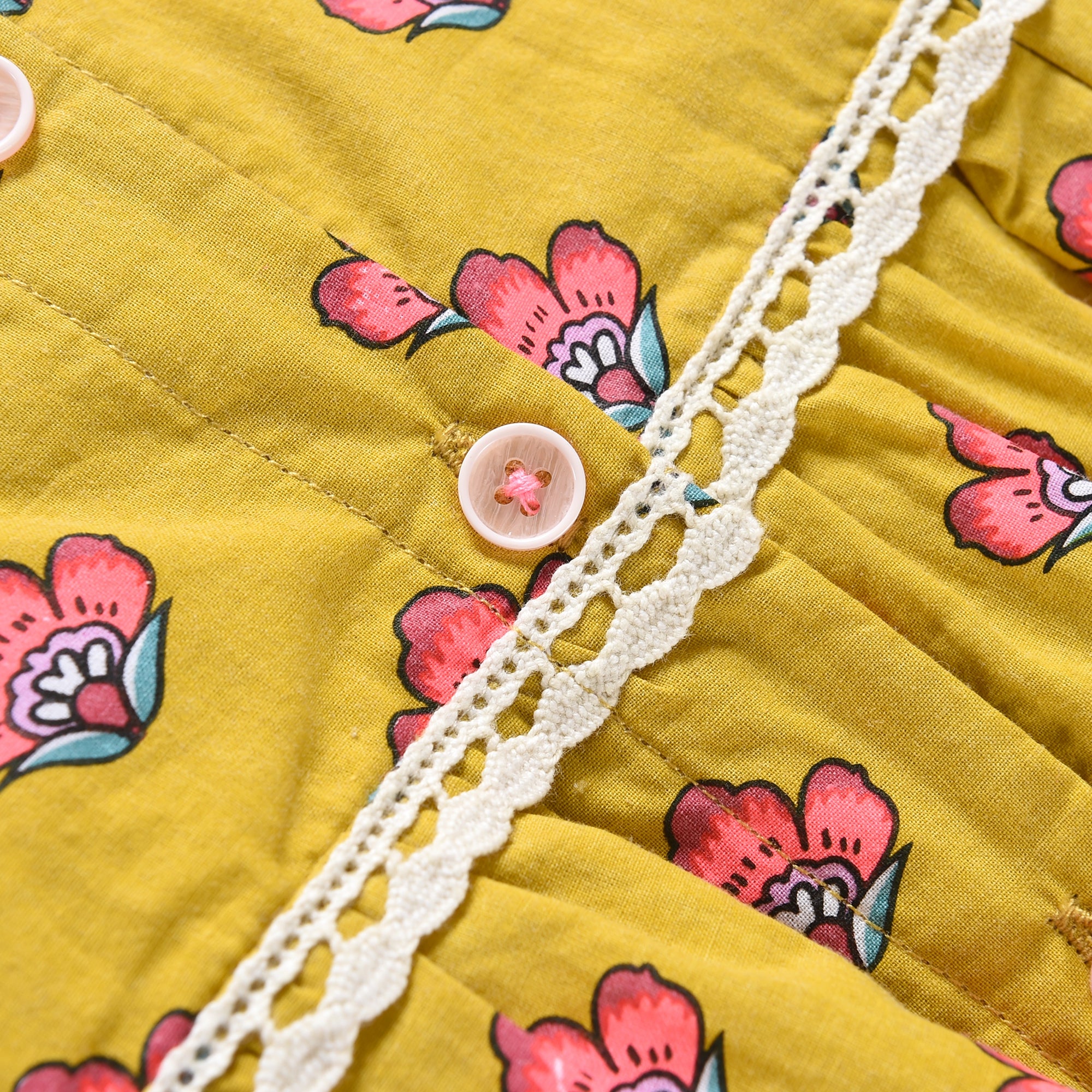 Girls Safran Flowers Cotton Top