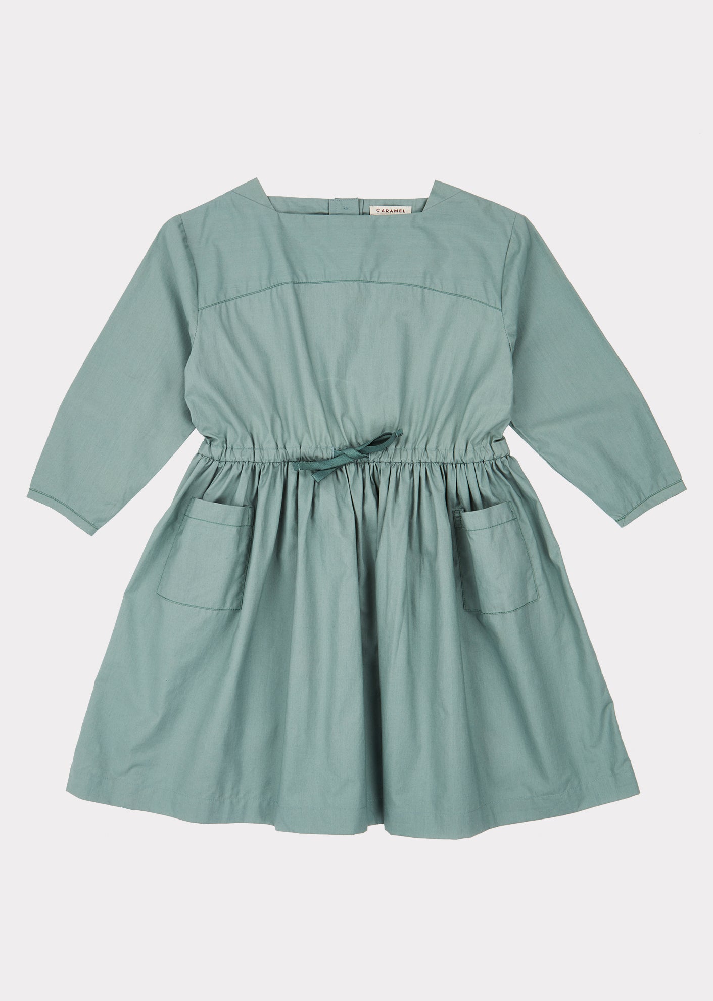 Girls Cyan Waist Cotton Dress