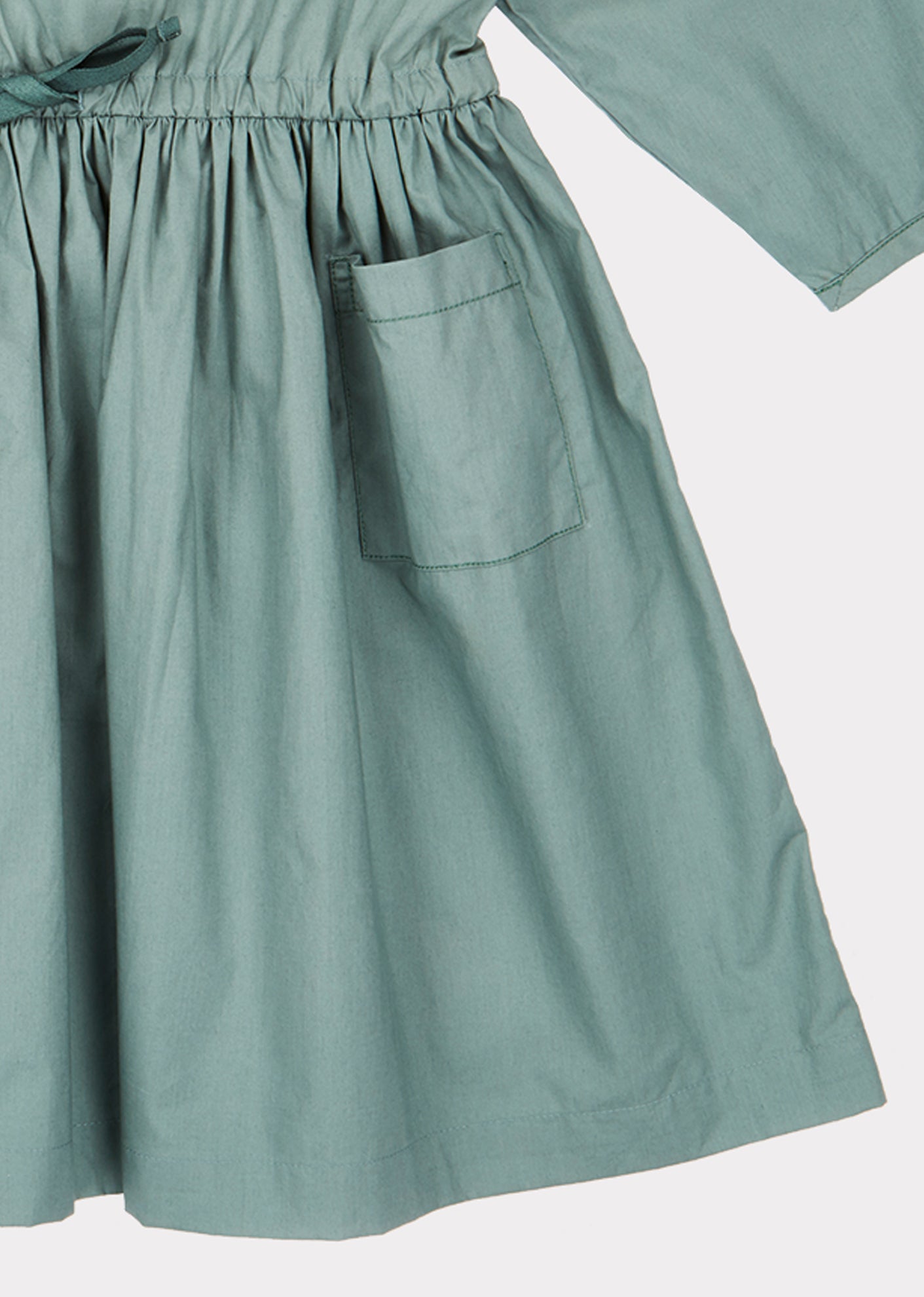 Girls Cyan Waist Cotton Dress