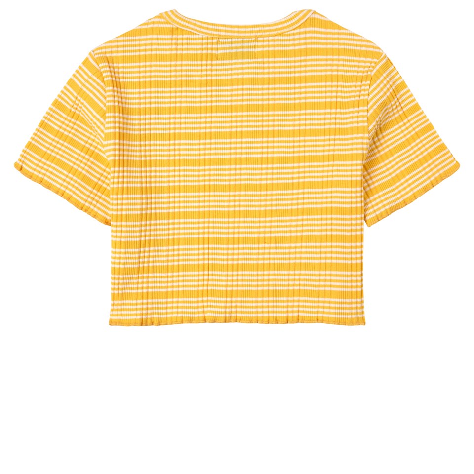 Girls Yellow Stripes Cotton T-Shirt