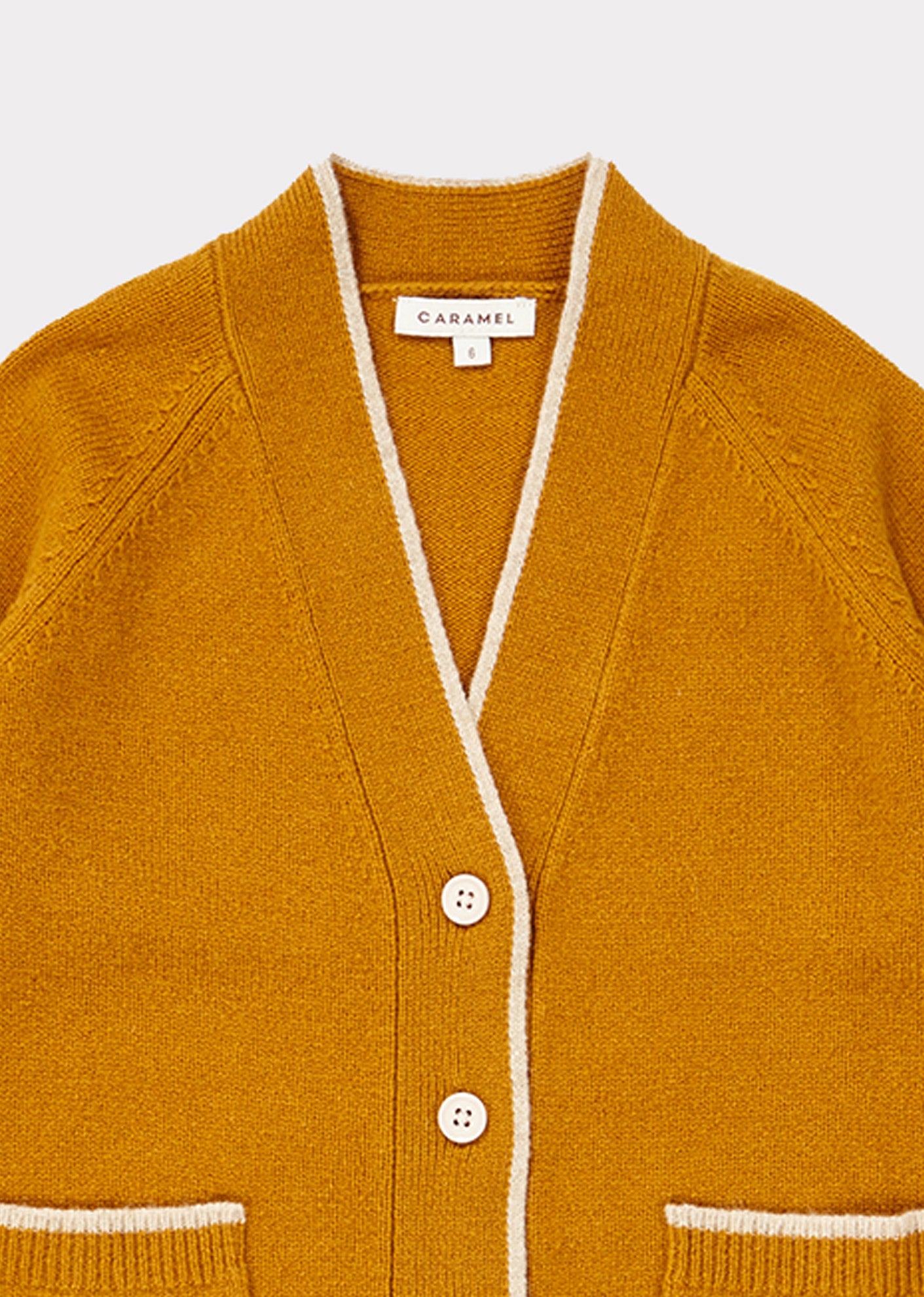 Girls Yellow V-neck Wool Cardigan