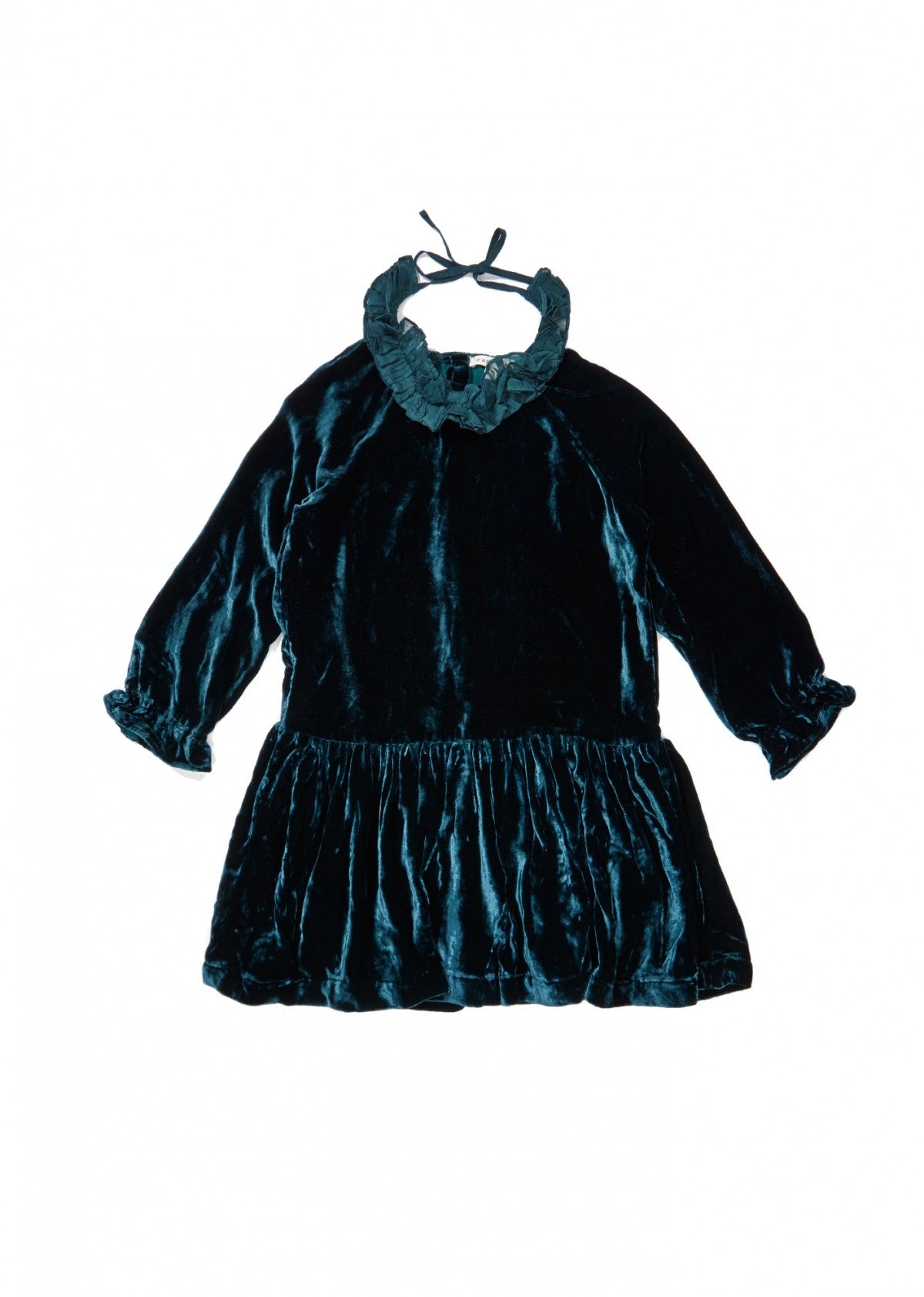 Girls  Deep  Teal  Velvet  Dress
