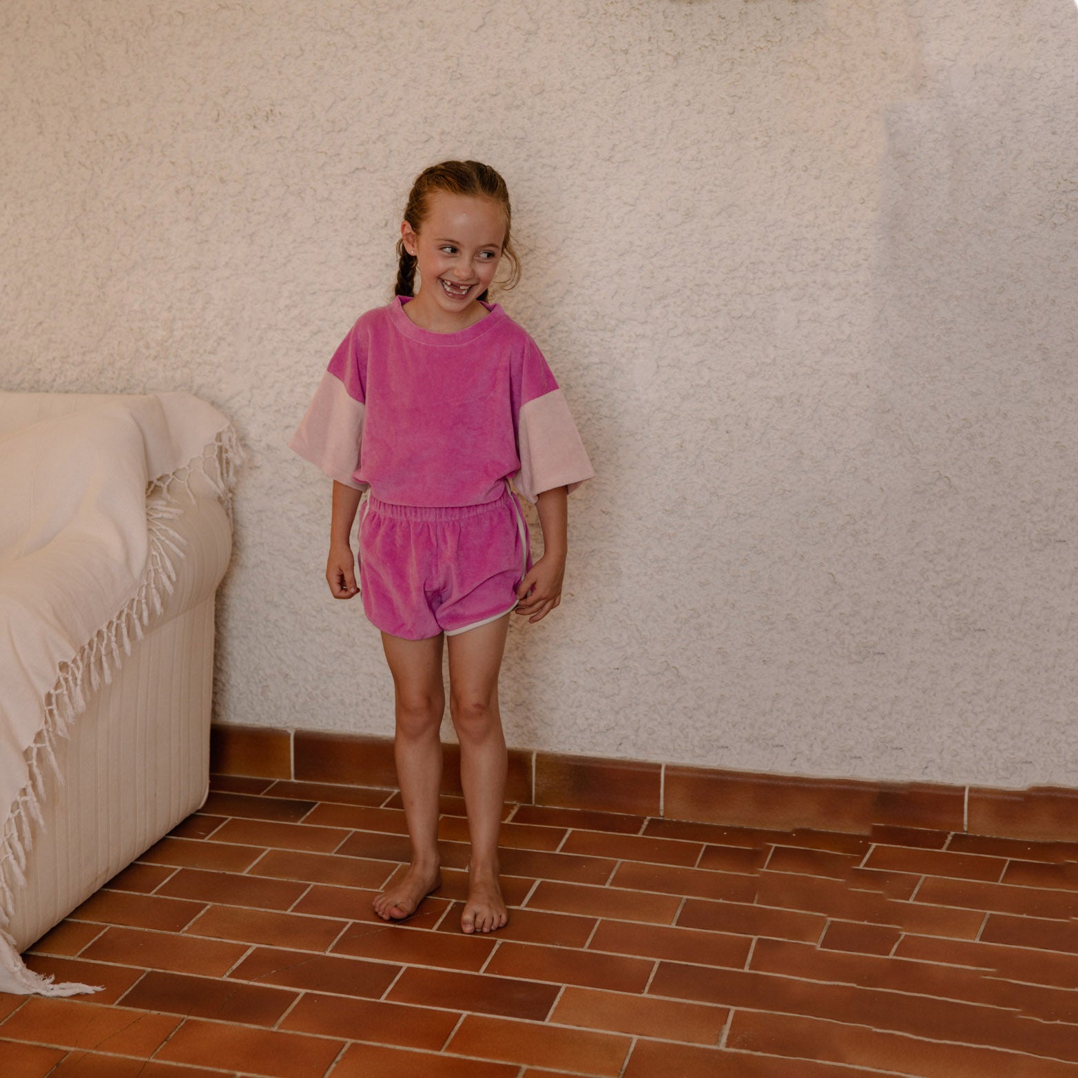 Girls Pink Cotton Shorts